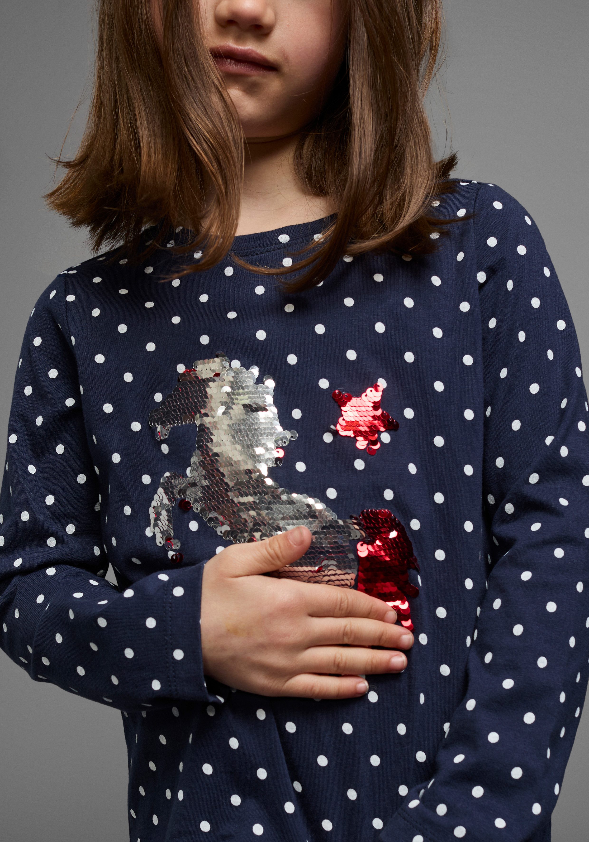 KIDSWORLD Langarmshirt für kleine Mädchen Langarm, Basic-Passform, bedruckt, Rundhalsausschnitt – Bild 3 von 5