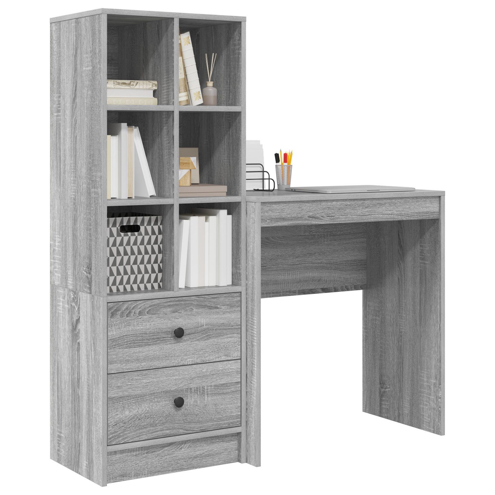 vidaXL Sideboard Schreibtisch mit Stauraum Grauer günstig online kaufen