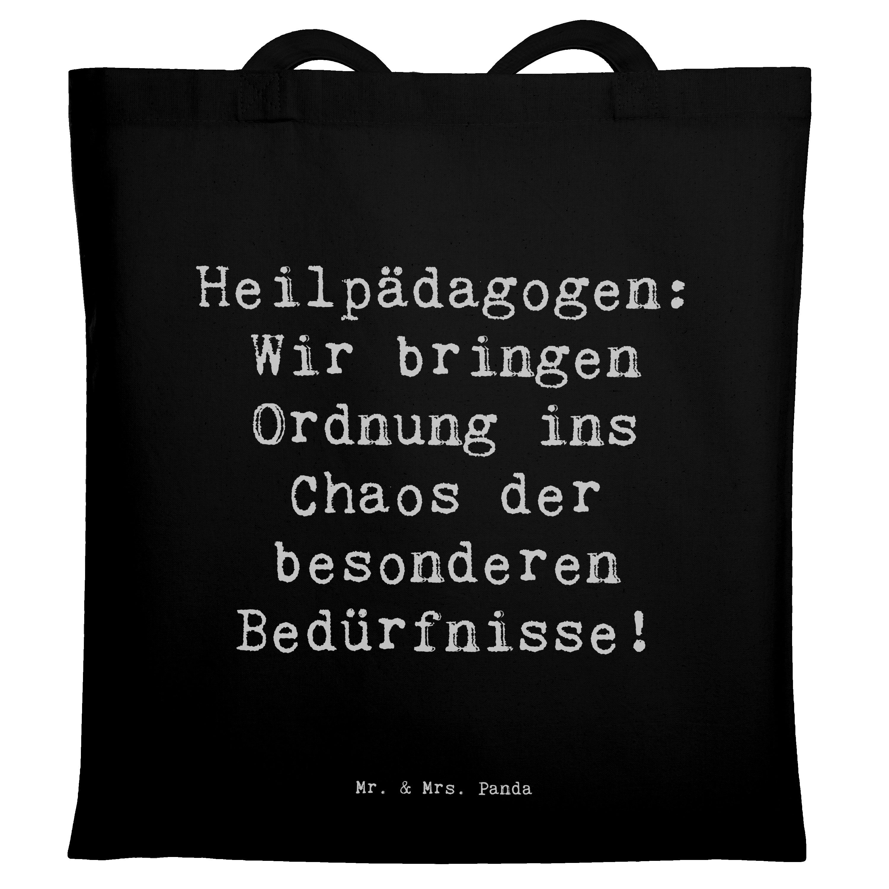 Tragetasche Spruch Heilpädagogin Chaosordnung - Schwarz - Geschenk, Herausforderu