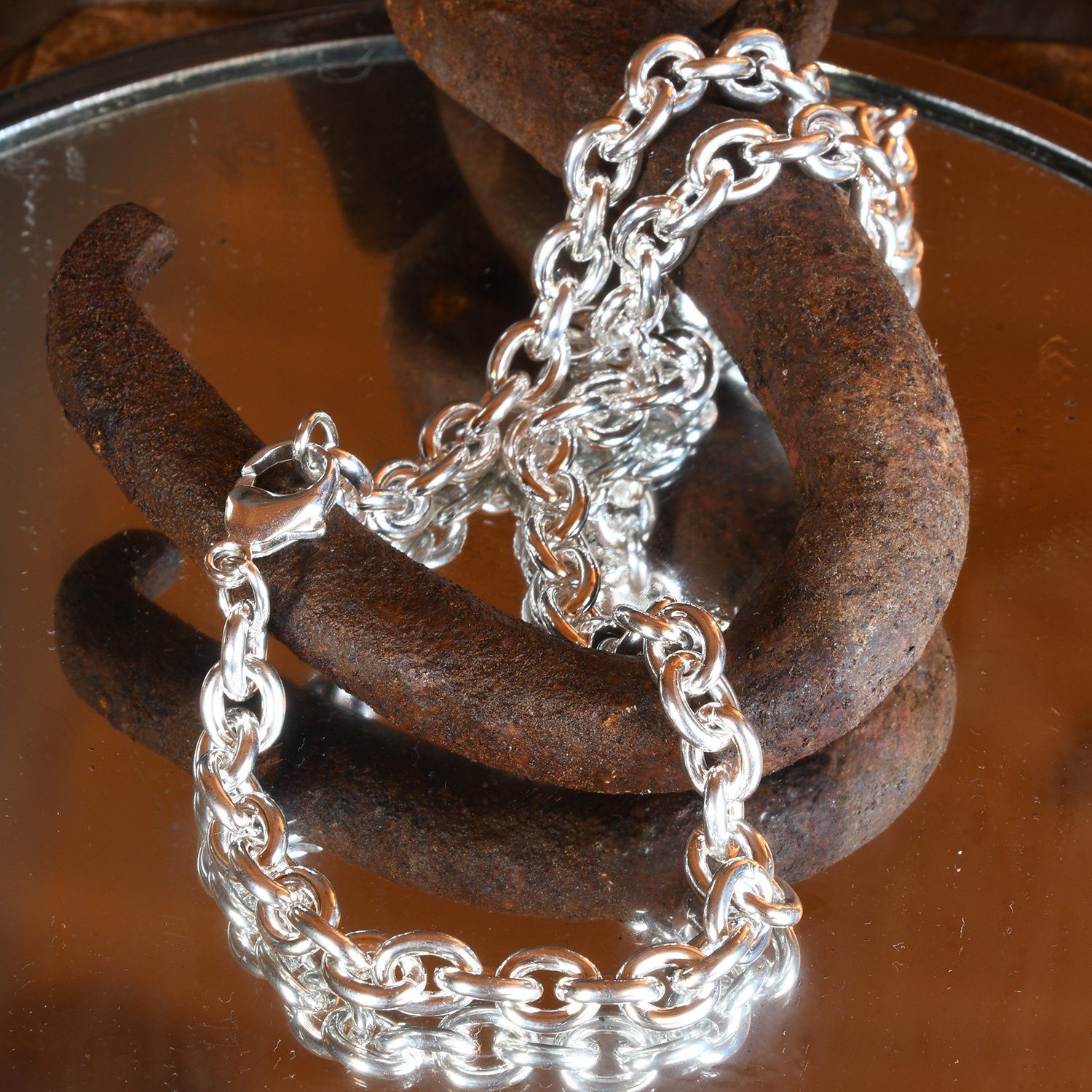 Herren Schmuck HOPLO Silberkette Silberkette Ankerkette 7,1 mm 50 cm massiv Silber Halskette hochwertige Halskette (inkl. Schmuc