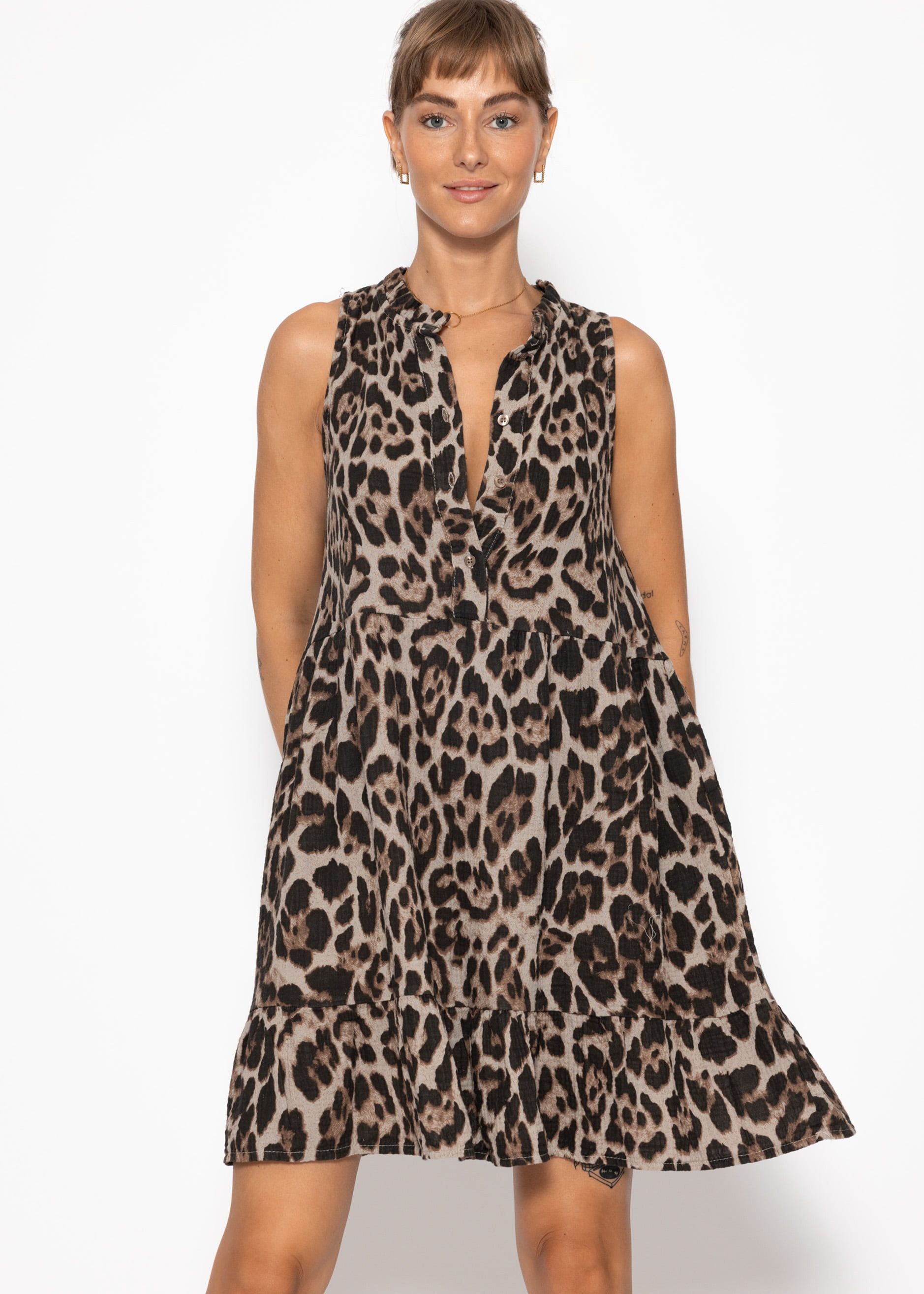 SASSYCLASSY Minikleid Ärmelloses Kleid mit Volants und floralem Print Lufti günstig online kaufen