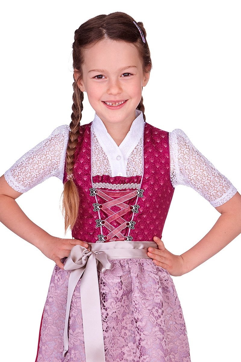Isar-Trachten Dirndl Kinderdirndl 2tlg. - ALIANA - beere/rosé