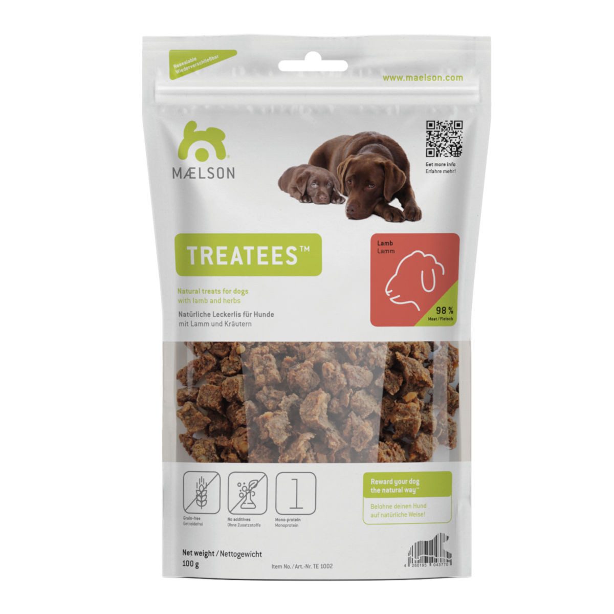 MAELSON Treatees Lamm Hundeleckerlis, 100 g, die gesunde Belohnung für Hunde!, Snack für: Hund
