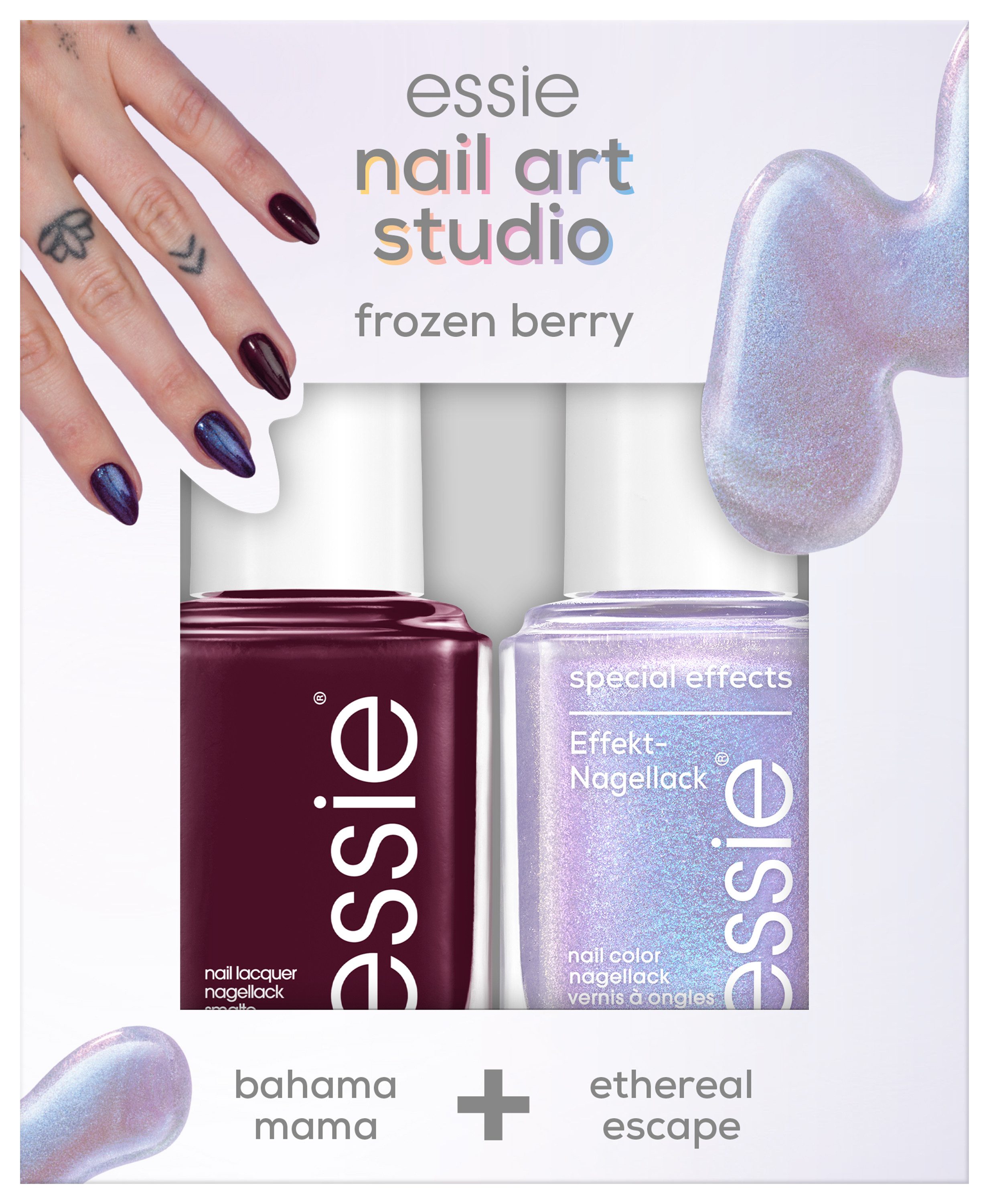essie Nagellack-Set Essie Nagellack Nail Art Studio Set, Hochwertig, langanhaltend, deckende Farbkraft und glatte Nägel.