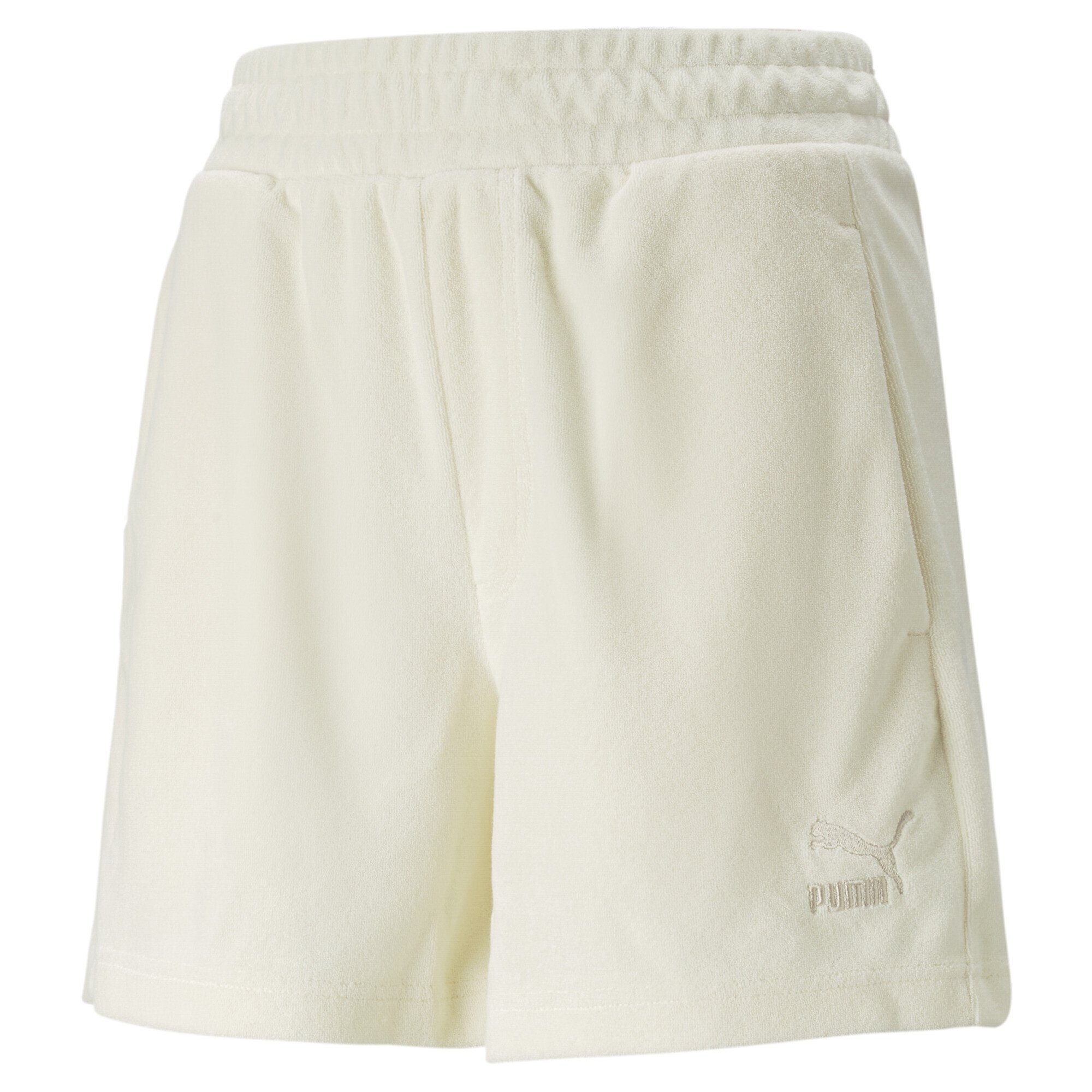 PUMA Sporthose Classics Frottee-Shorts Damen Pristine White