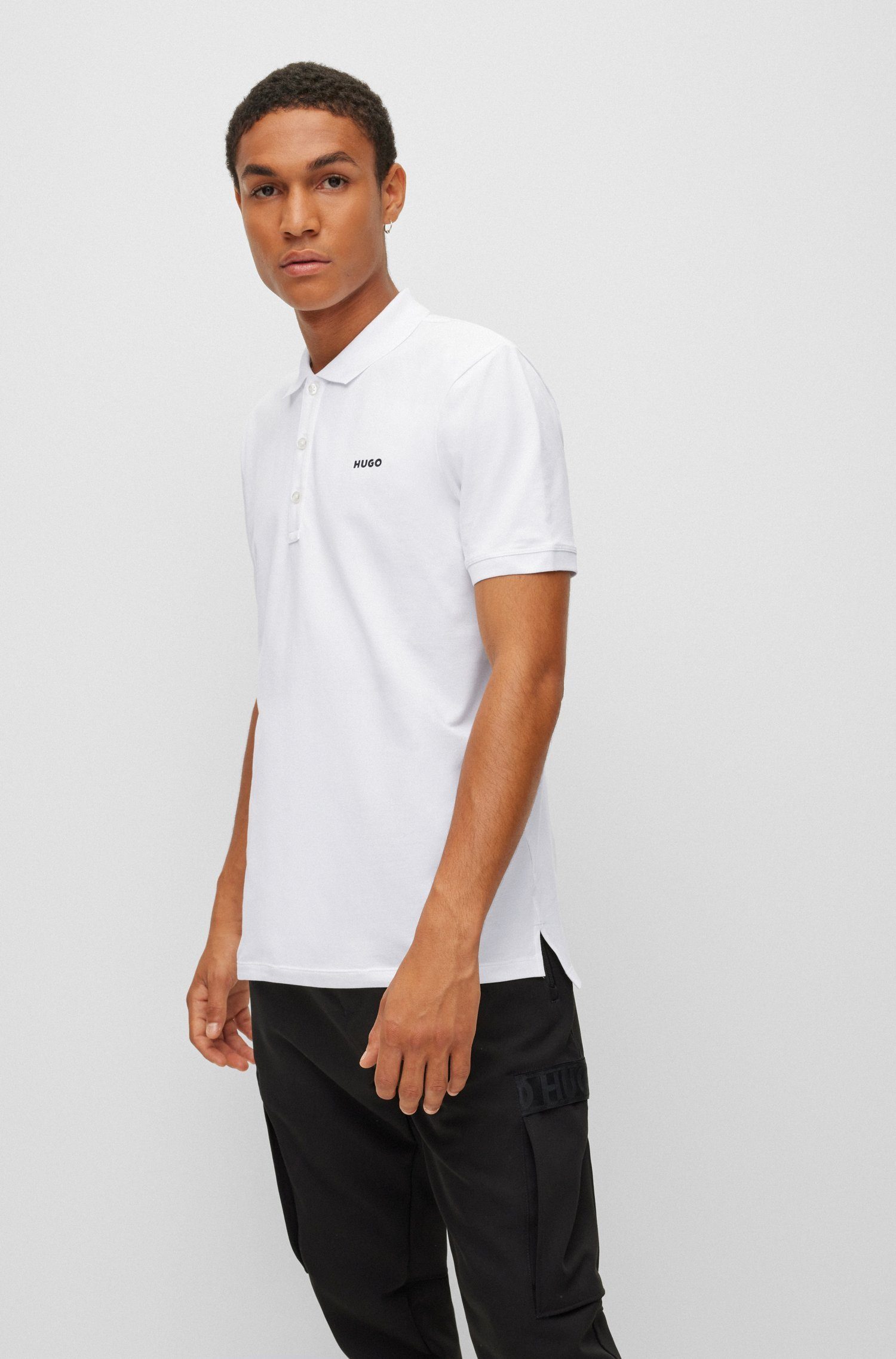 HUGO (100) Weiß Dinos (1-tlg) Poloshirt