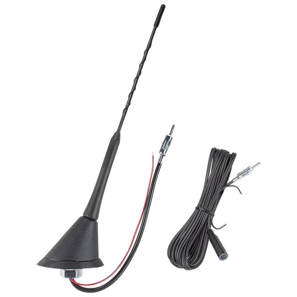 tomzz Audio Dachantenne 16V-Look AM/FM mit 450cm Kabel Verstärker  DIN-Stecker Anti Autoradio-Ersatzantennenstab, Neigungswinkel 75°, Anti  Noise Antennenstab, Fiberglass Länge ca 23cm