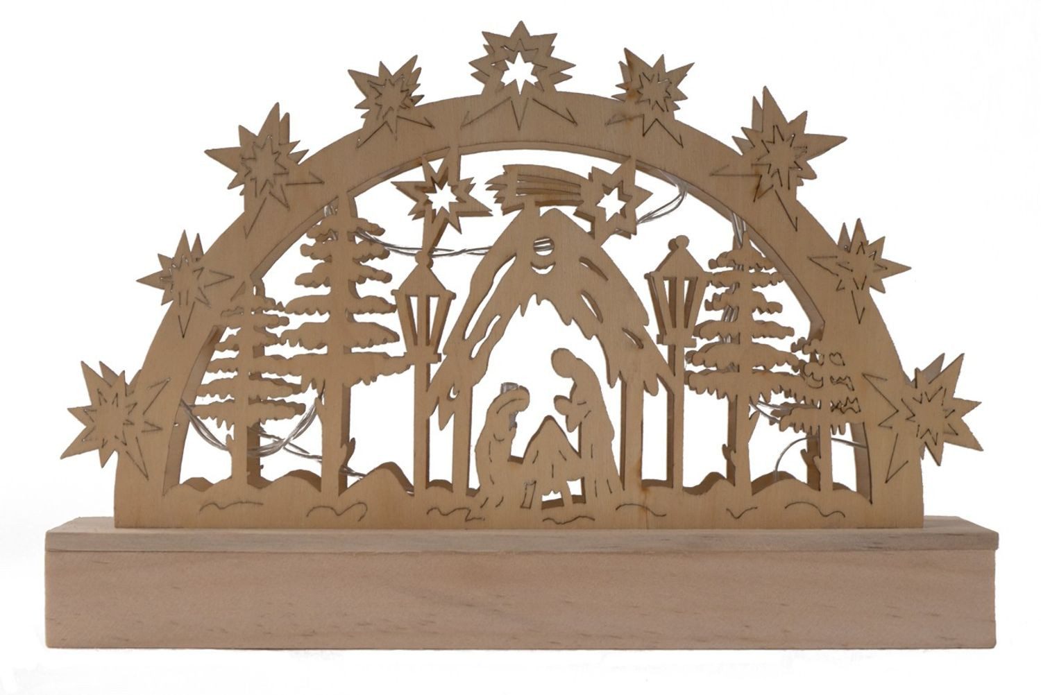 BURI Dekofigur Holz-Schwibbogen 5 LEDs Lichterbogen günstig online kaufen
