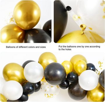 LOCOBAMBOO Luftballon Luftballons Geburtstag Ballons Girlande Deko Helium Gold Weiß Schwarz