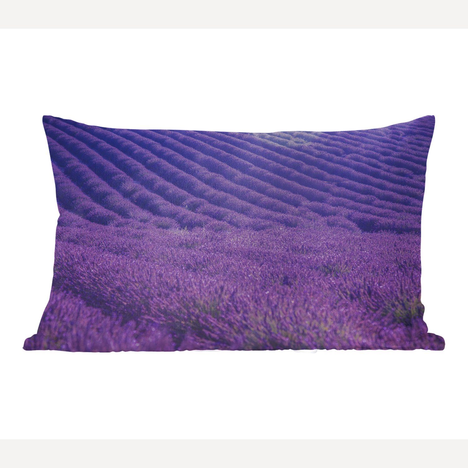 MuchoWow Dekokissen Blühendes Lavendelfeld auf sanften Hügeln, Wohzimmer Dekoration, Zierkissen, Dekokissen mit Füllung, Schlafzimmer