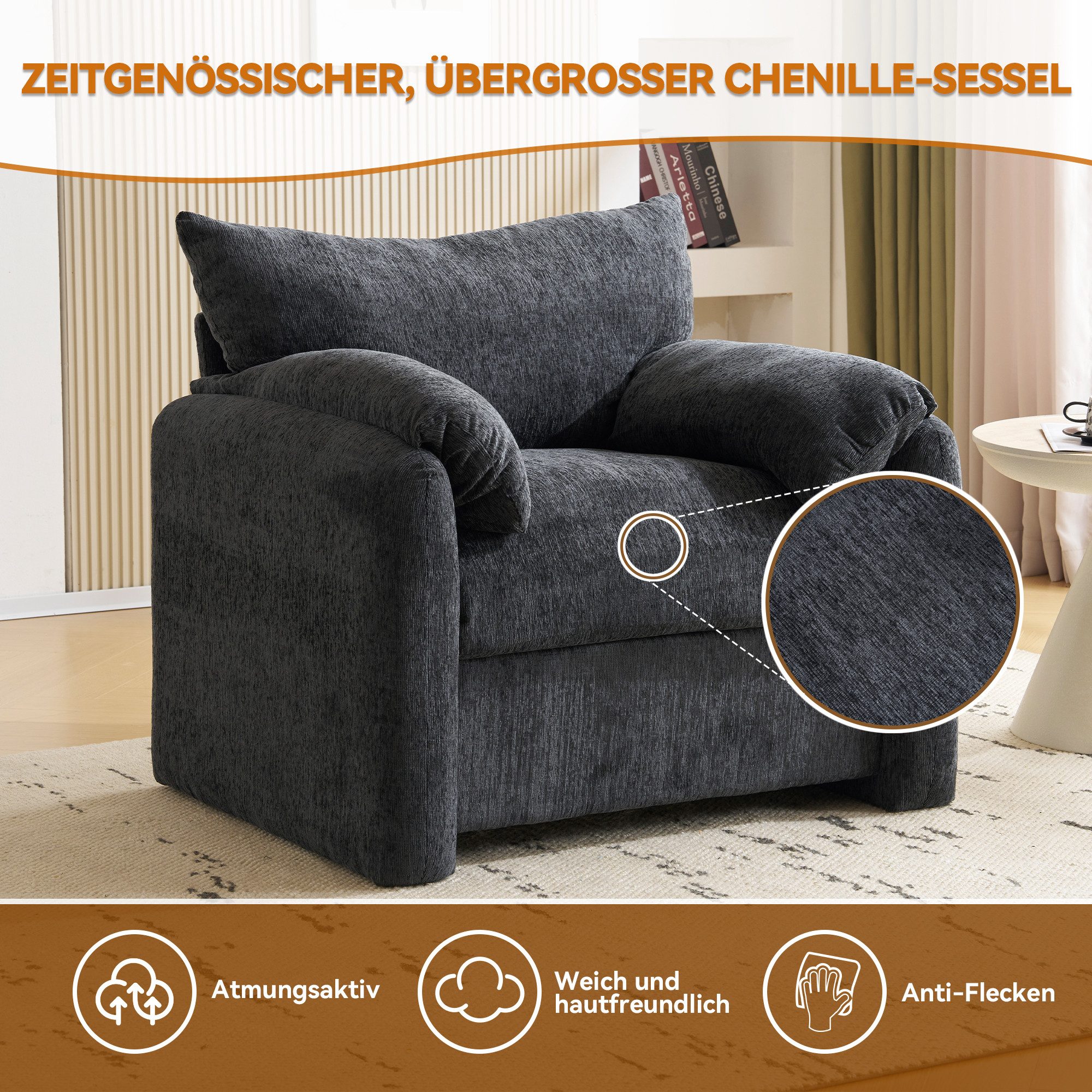 Merax Sessel Chenille-Stoff Einzelsessel mit extra günstig online kaufen