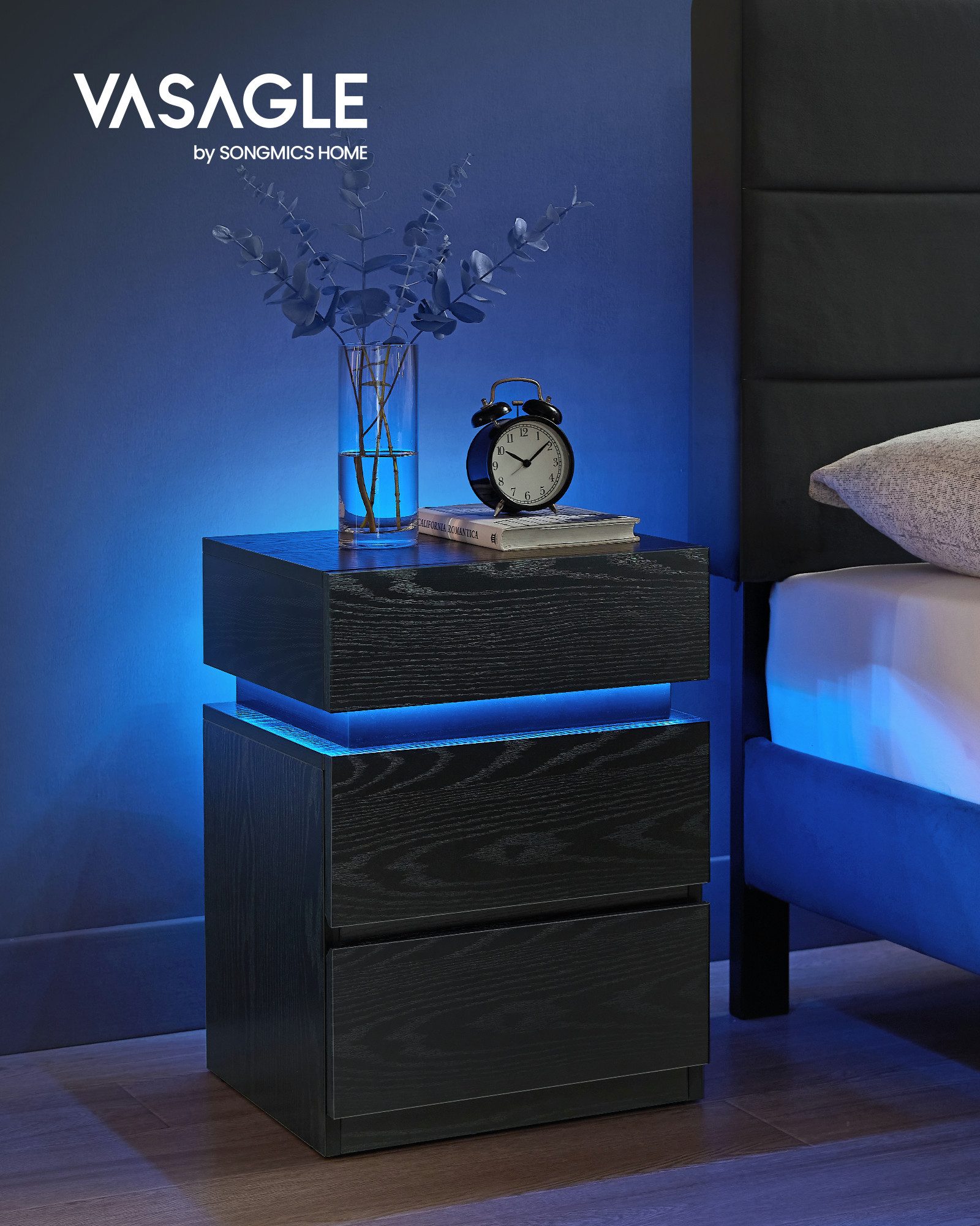 VASAGLE Nachttisch (2-St), mit LED-Beleuchtung, einstellbare Farben günstig online kaufen