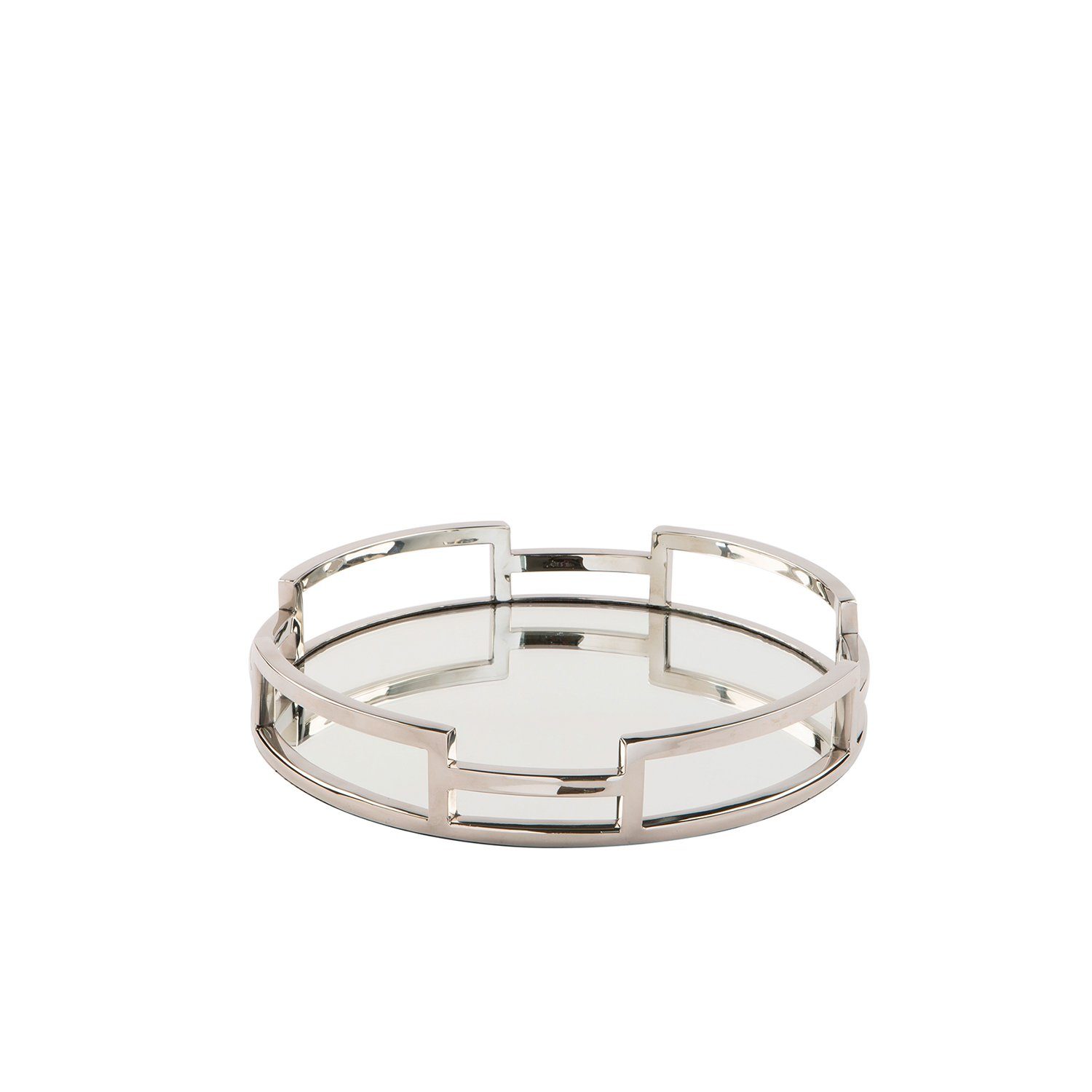 Fink Dekotablett HOMMAGE Tablett - silberfarben - Edelstahl - H. 5cm x D. 30cm (1xTablett, 1 St., Serviertablett - Tableau), Outdoor-Servierbrett: Vielseitige Trageplatte & Abstellbrett