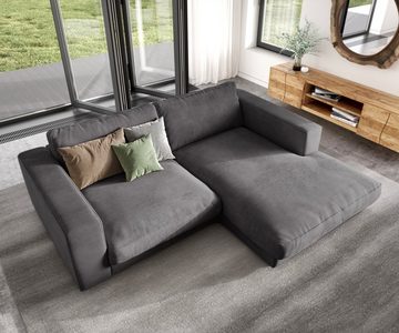 DELIFE Ecksofa Cubico, Cord Anthrazit 250 x190 Recamiere rechts Ecksofa