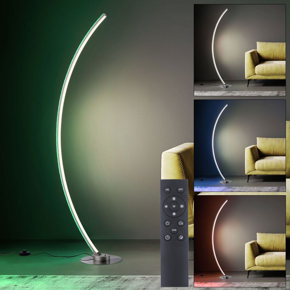 etc-shop LED Stehlampe, Stehlampe Stehleuchte Bogenlampe dimmbar mit  Fernbedienung Esszimmerlampe RGB Farbwechsel CCT-Schaltung, dimmbar, LED  21W 1300lm warmweiß-kaltweiß, LxBxH 50x24,5x140 cm