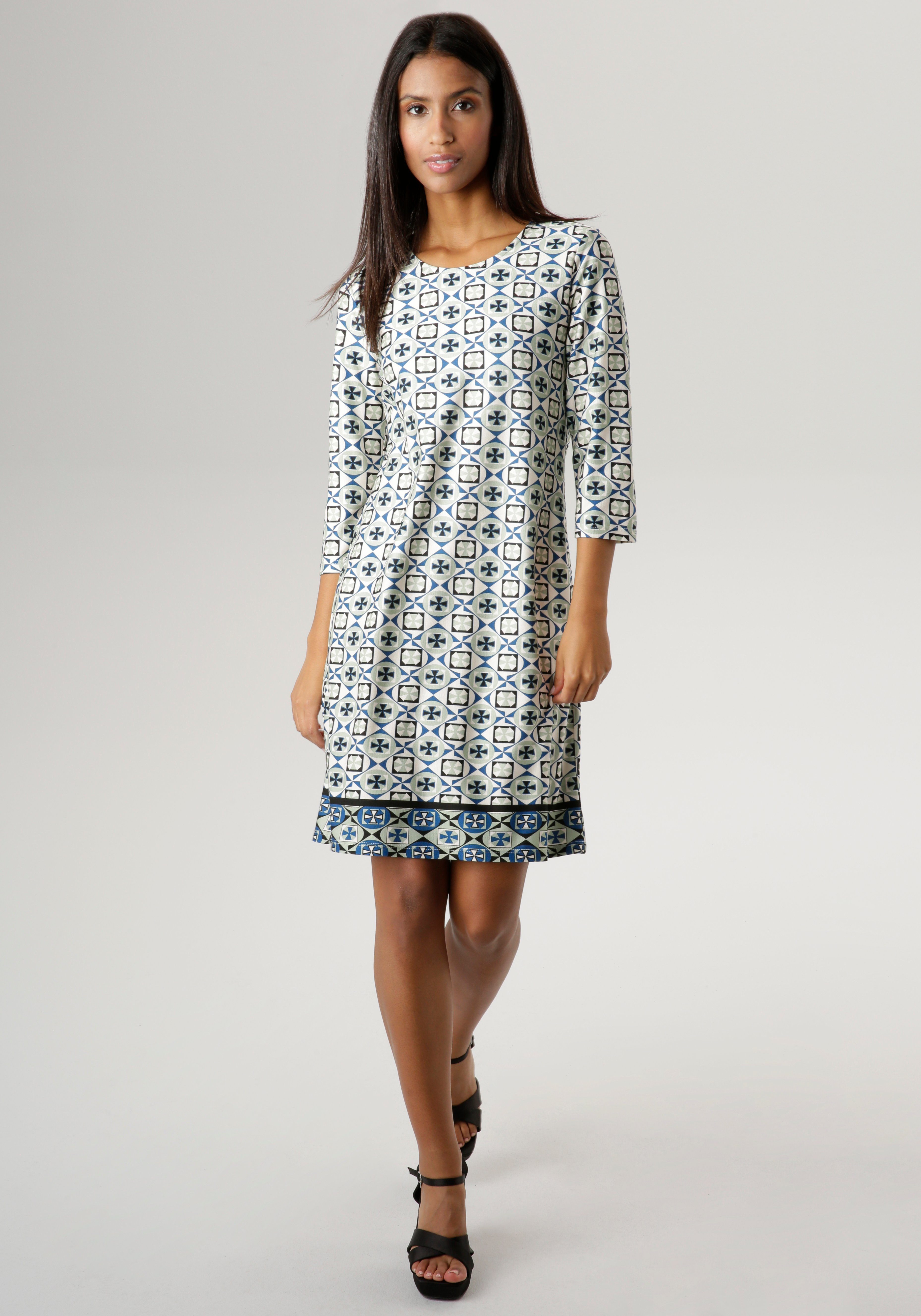 Aniston SELECTED Jerseykleid mit geometrischem Muster und aufgedruckter Bordüre - NEUE KOLLEKTION