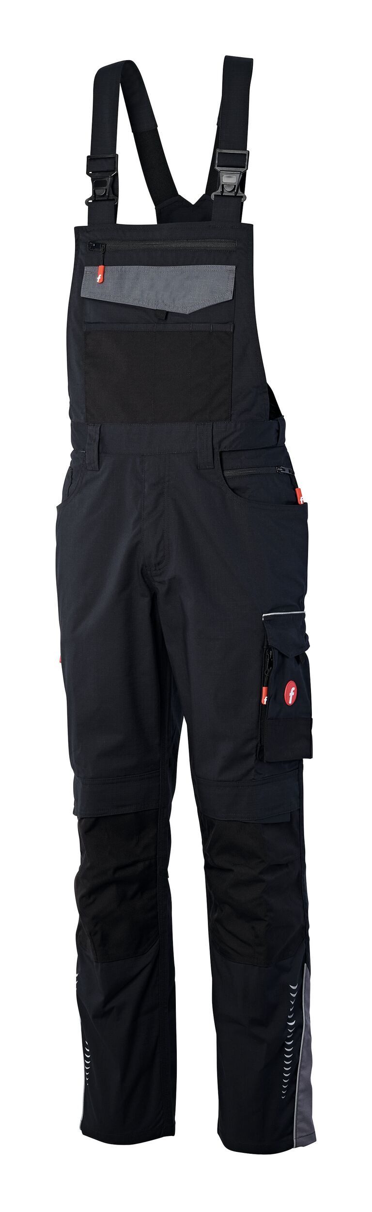 fortis Latzhose Herren Performance schwarz/grau