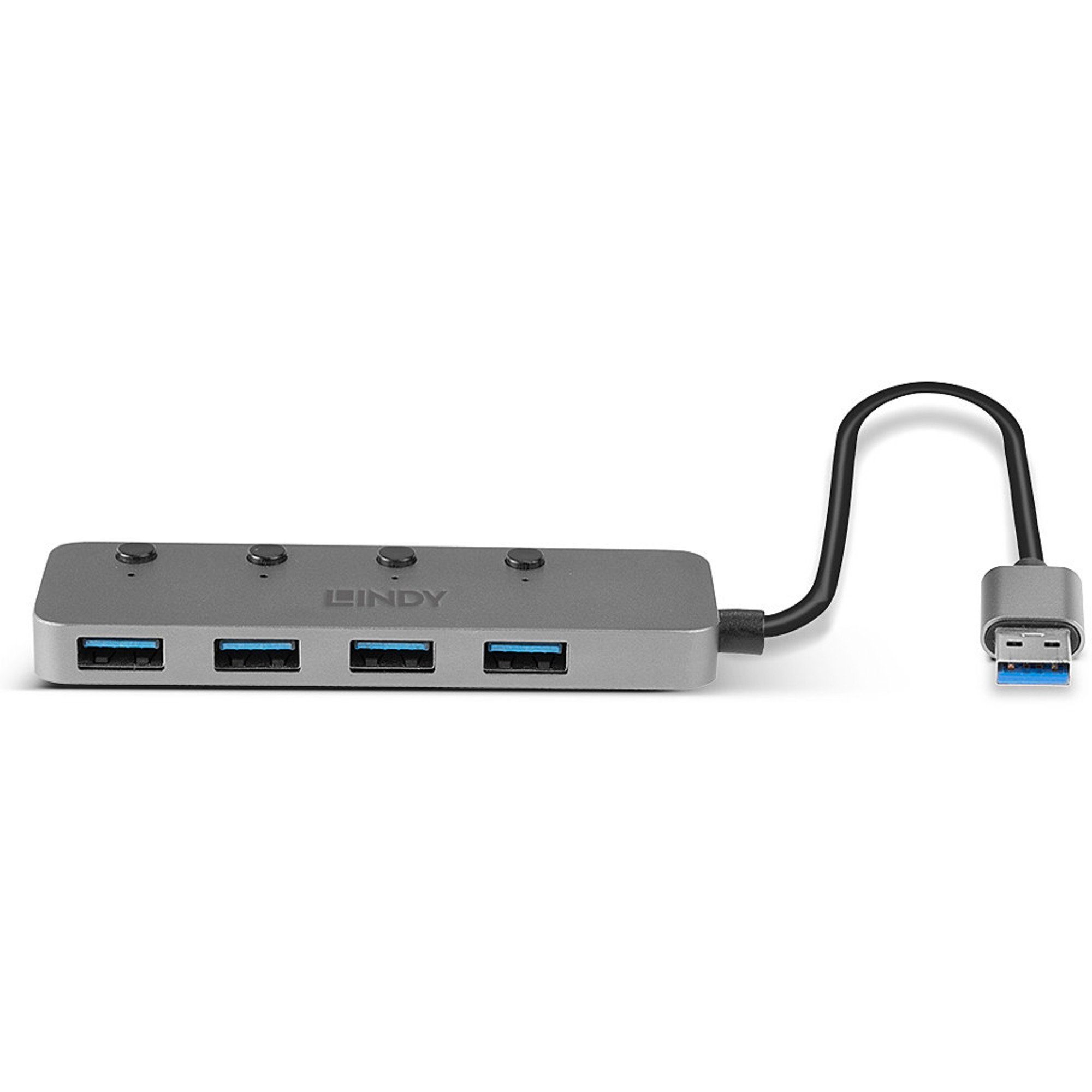 Lindy Lindy 4 Port USB 3.0 Hub mit Ein-/Ausschaltern, Computer-Adapter