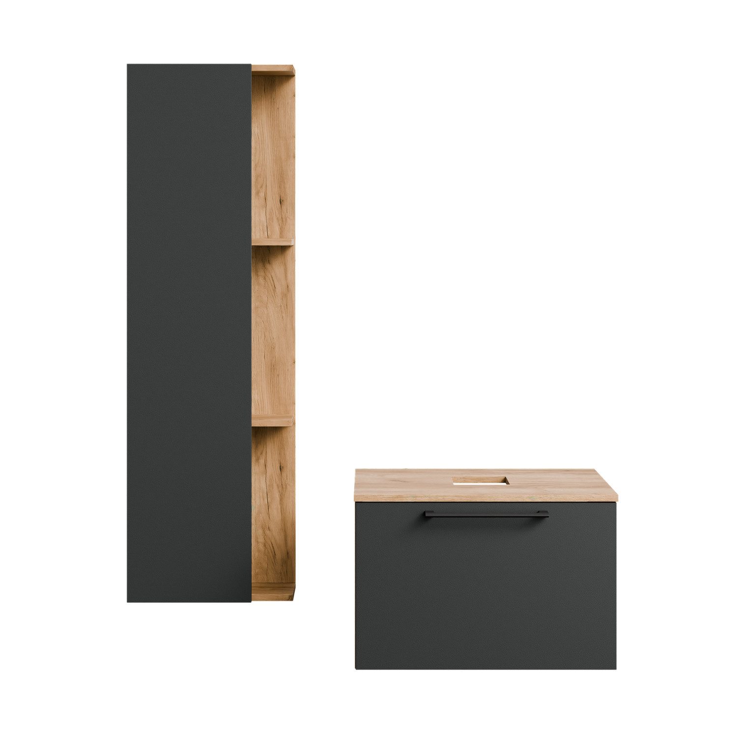 Planetmöbel Badmöbel-Set Astra, (Waschbeckenunterschrank, 2-St., Badezimmerschrank), Badezimmer Мебель im modernen Design