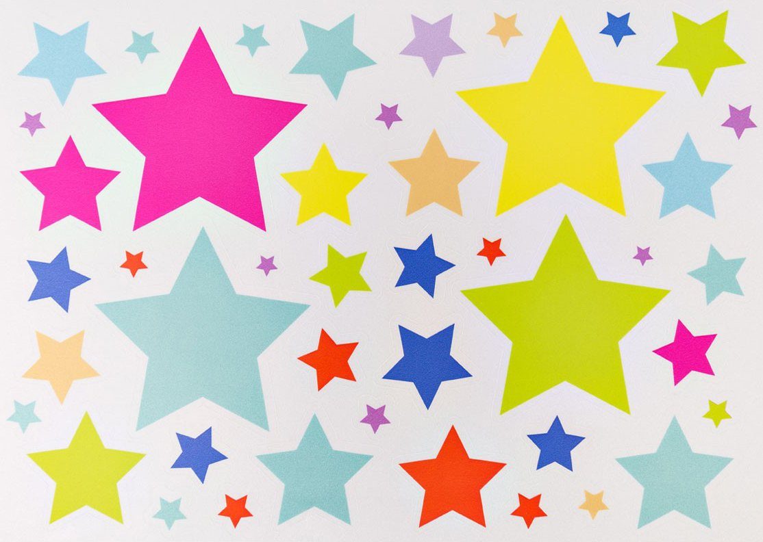 Sterne-Stickern For Kids, Hauptstadtkoffer Sterne, Apfelgrün/Sterne Kinderkoffer Rollen, wasserbeständigen, reflektierenden mit 4