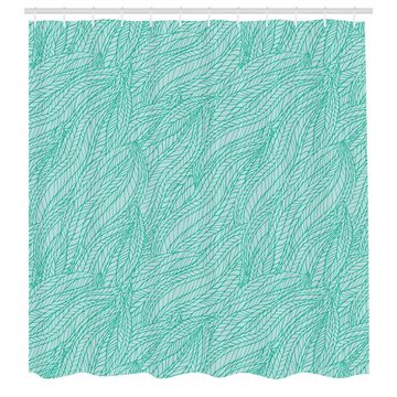 Abakuhaus Duschvorhang Moderner Digitaldruck mit 12 Haken auf Stoff Wasser Resistent Breite 175 cm, Höhe 180 cm, Grün Abstrakt Doodle Blätter