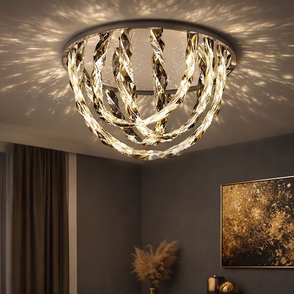 GLOBO LIGHTING LED Deckenleuchte, LED-Leuchtmittel fest verbaut, Neutralweiß, Deckenleuchte Deckenlampe Kristallleuchte rauch LED Wohnzimmerlampe