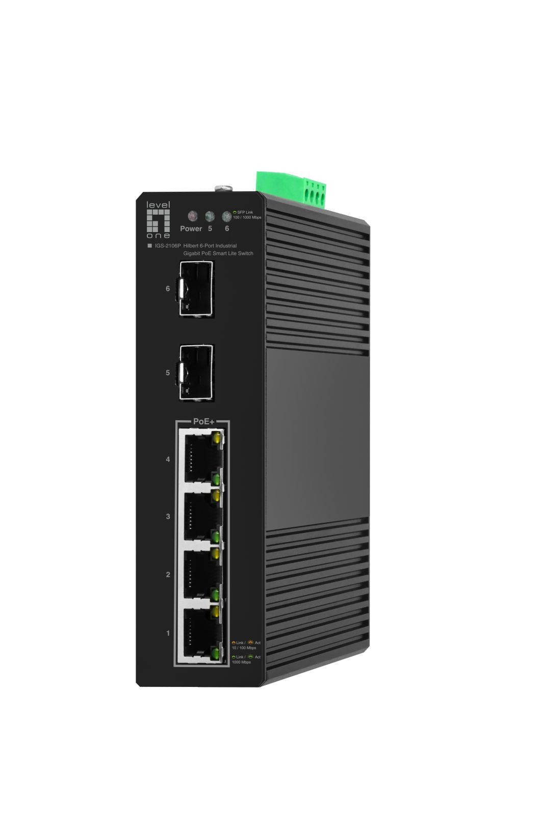 Levelone Hilbert 6-Port Gigabit PoE Smart Lite Switch, 4 PoE Ausgänge, 2 x Giga Netzwerk-Switch