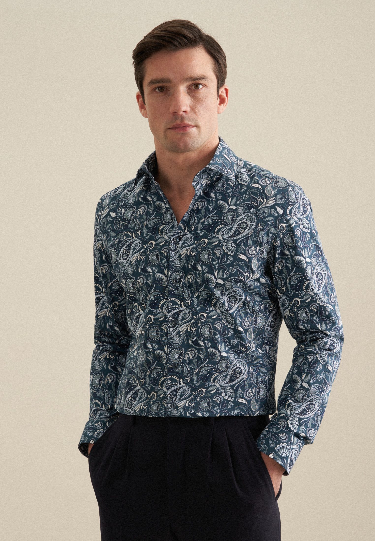 seidensticker Businesshemd Slim Slim 1/1 Kentkragen Druck günstig online kaufen