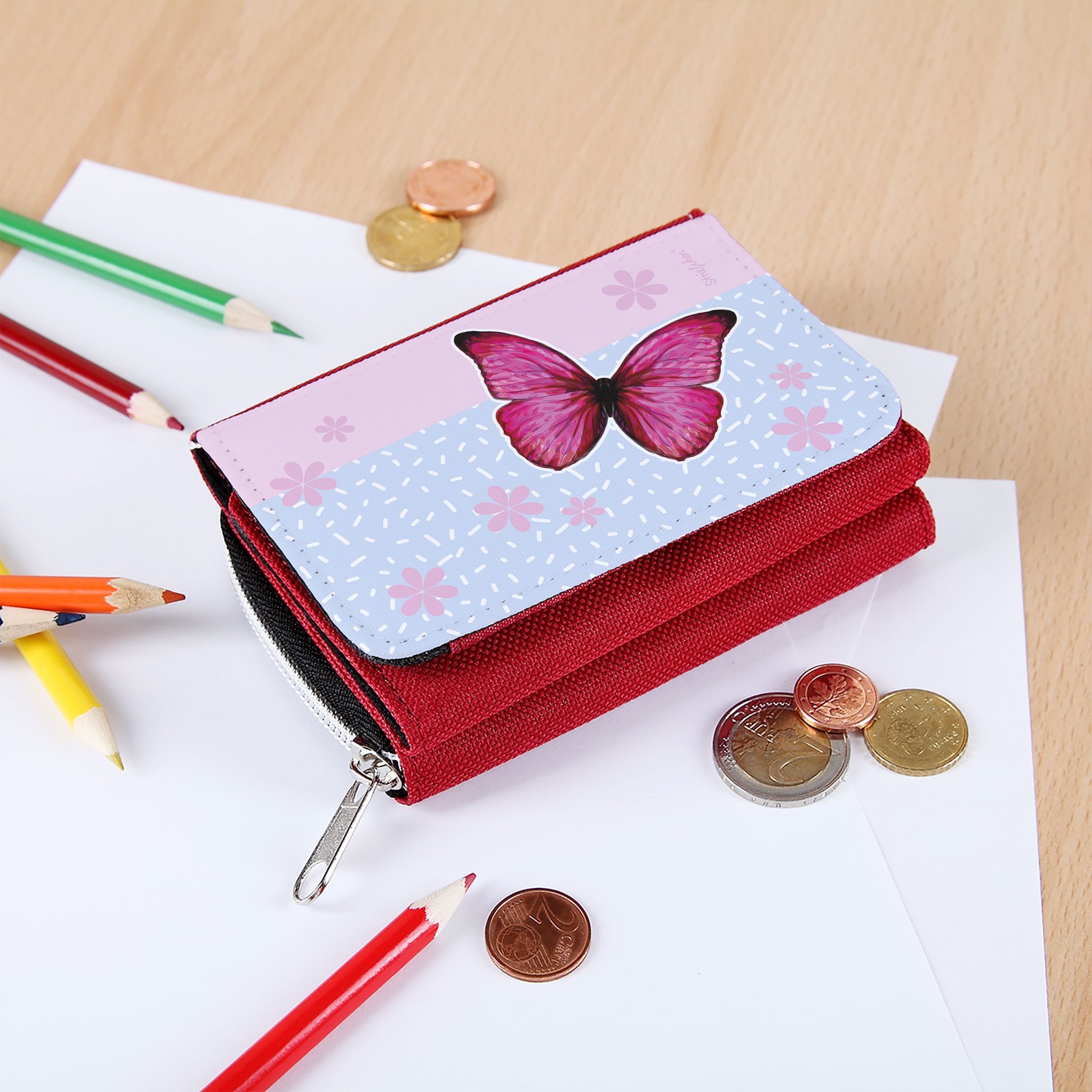 Striefchen Geldbörse für Mädchen mit schönen Motiven in Rosa