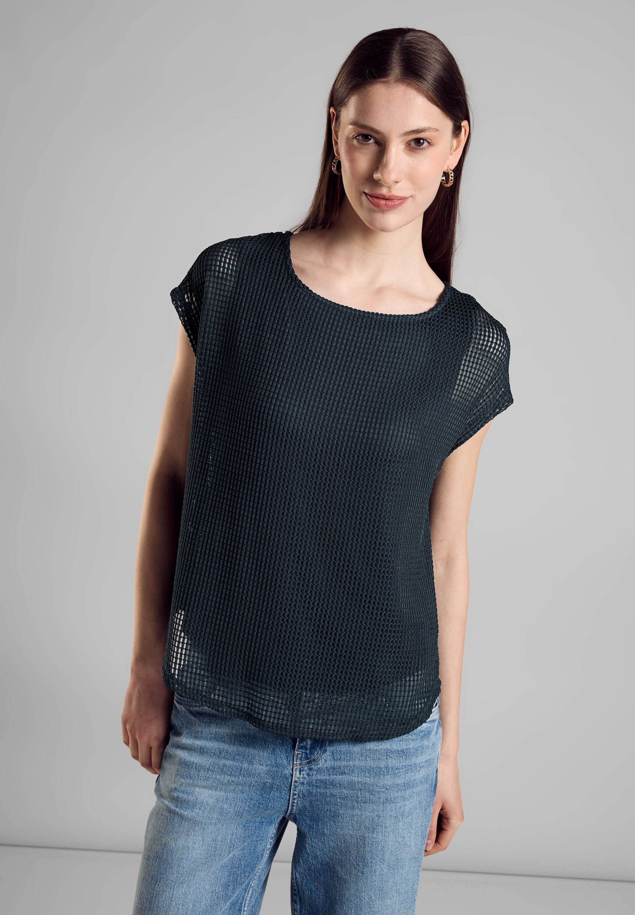 STREET ONE 2-in-1-Shirt mit Mesh Struktur Oberstoff