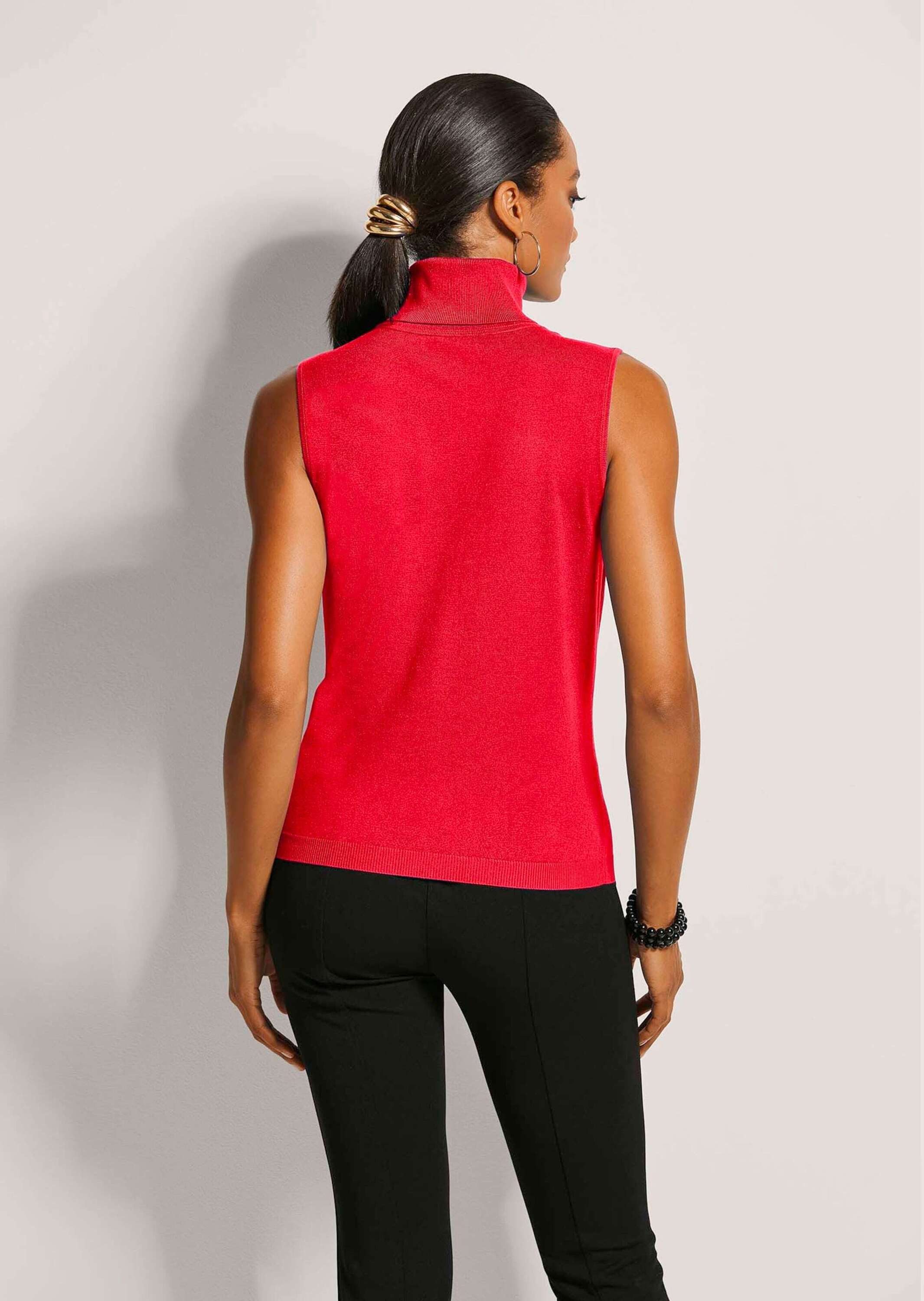 MADELEINE Strickpullover Viskosepullover ohne Ärmel Pullunder mit Rollkragen und ohne Ärmel