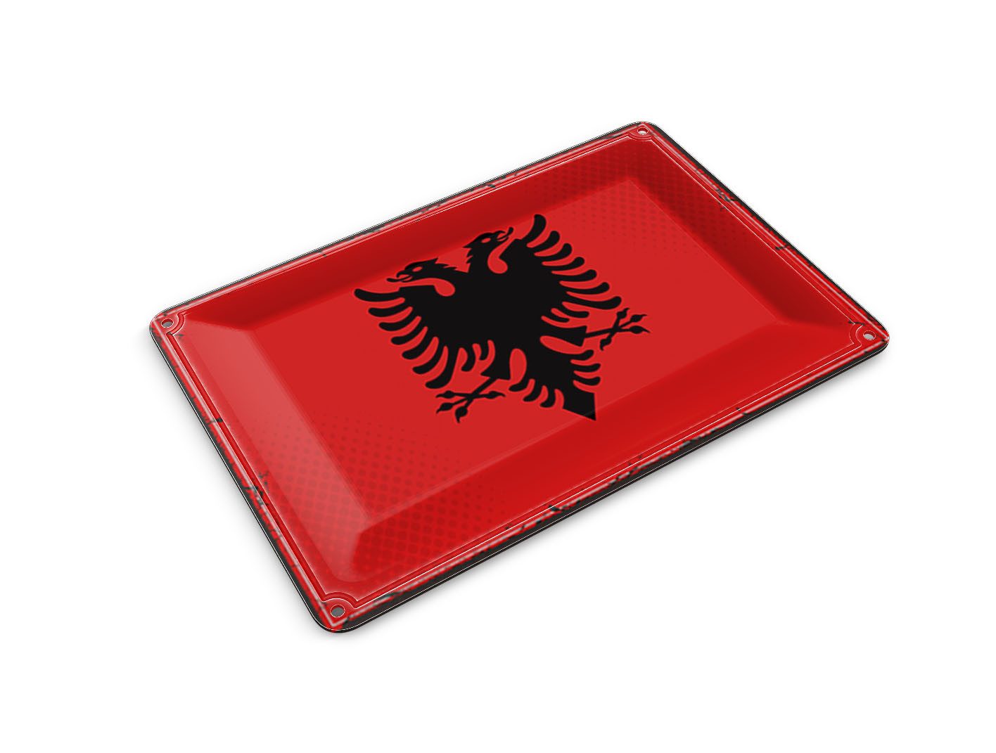 Femer GmbH Postkarte Flagge Albaniens 14x10 cm Retro Flag Albania, unfrankiert
