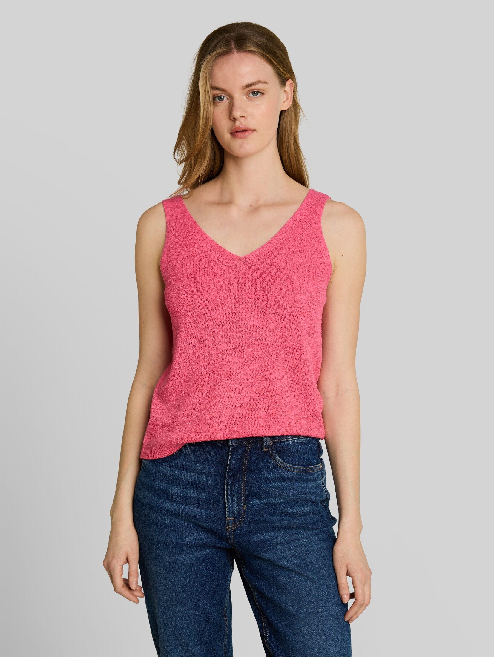 TOM TAILOR Denim Strickpullover Pullover & Strickjacken Relaxed Fit Stricktop mit V-Ausschnitt
