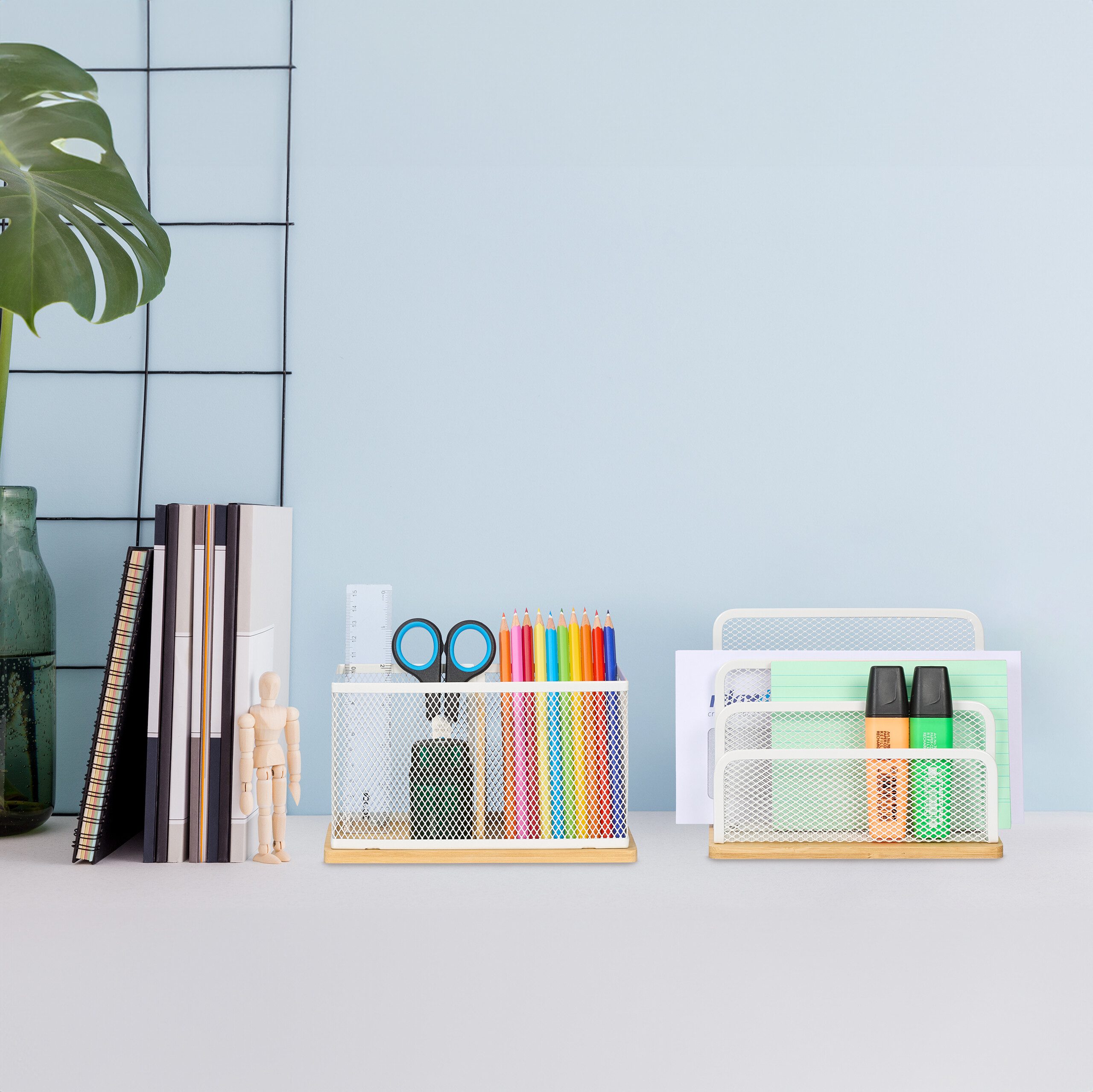 relaxdays Schreibtischaufsatz 2-teiliges Schreibtisch Organizer Set günstig online kaufen