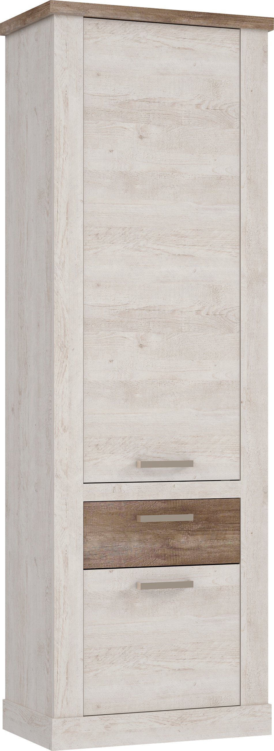 FORTE Mehrzweckschrank Duro Höhe 212 cm, Bücherregal mit Türen und Schublade, im Landhausstil