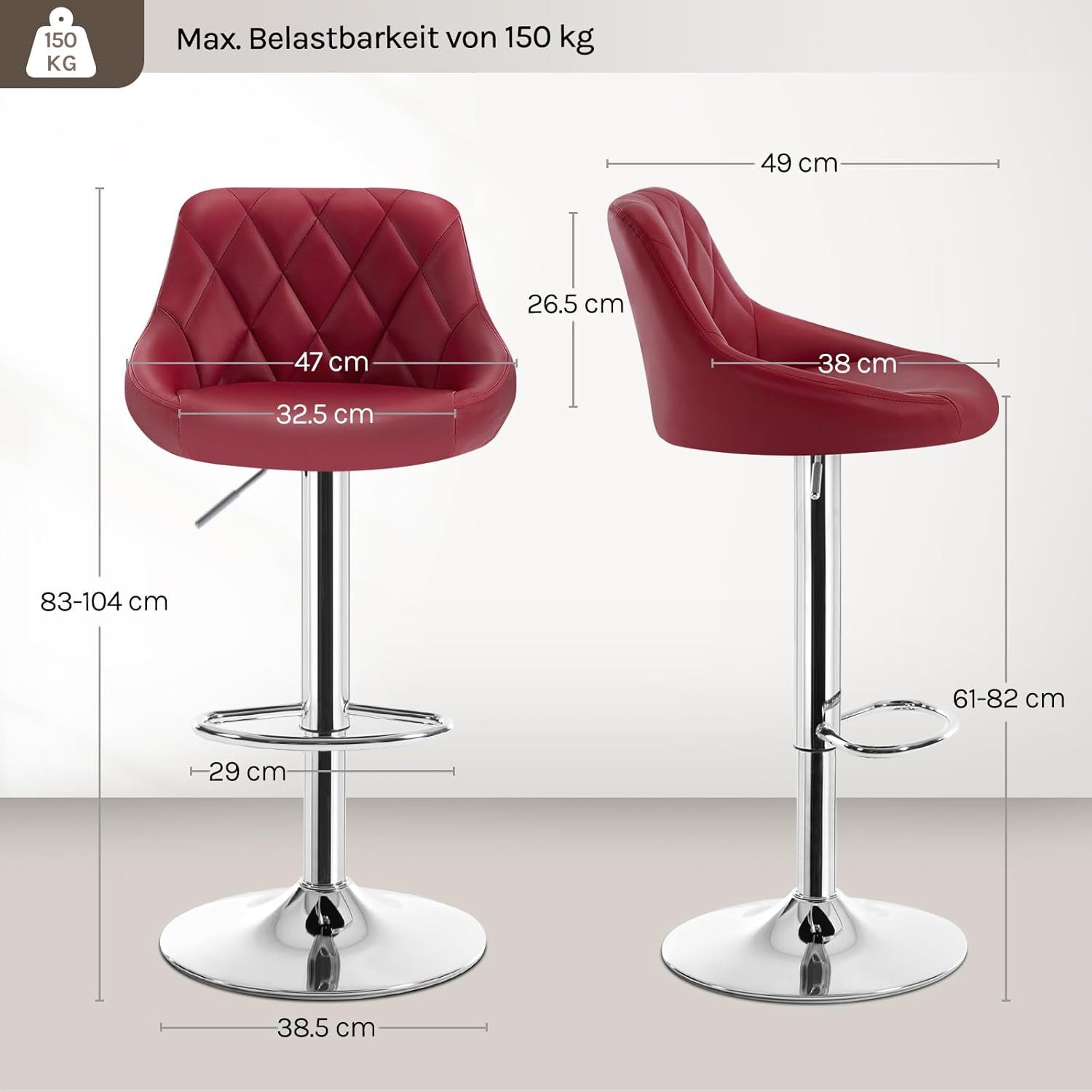 Woltu Barhocker (1 St), gepolsterte Sitzfläche Höhenverstellbar 360° Drehbar