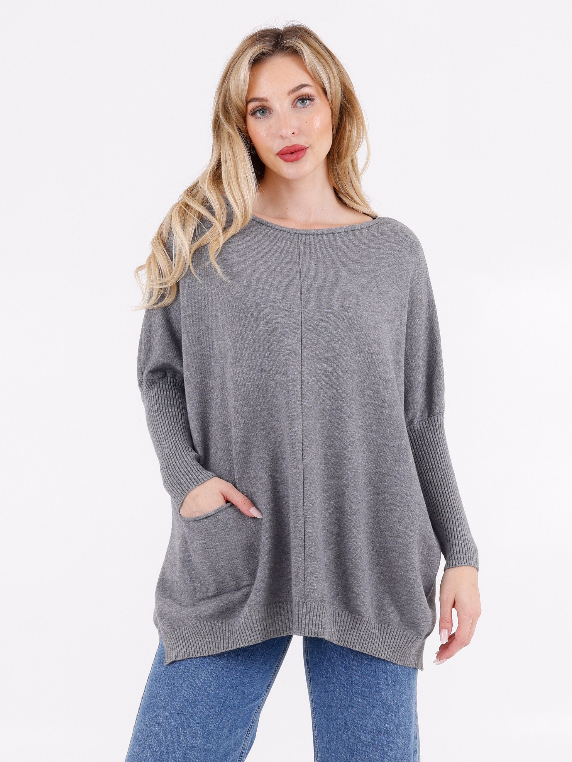 YC Fashion & Style Longpullover Oversized Strickpullover mit Taschen – One günstig online kaufen