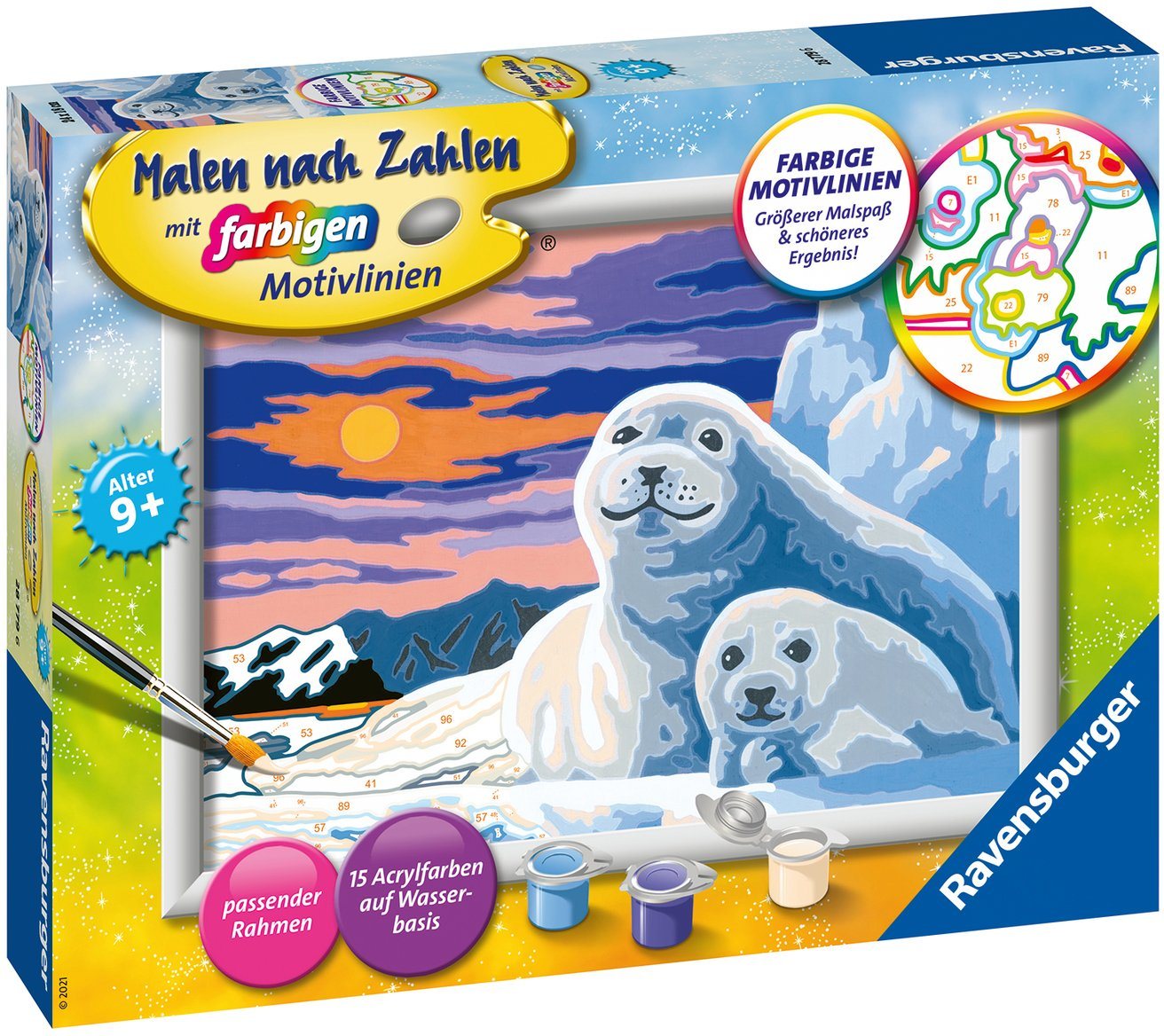 Thumbnail - Ravensburger Malen nach Zahlen Niedliche Robben, Made in Europe