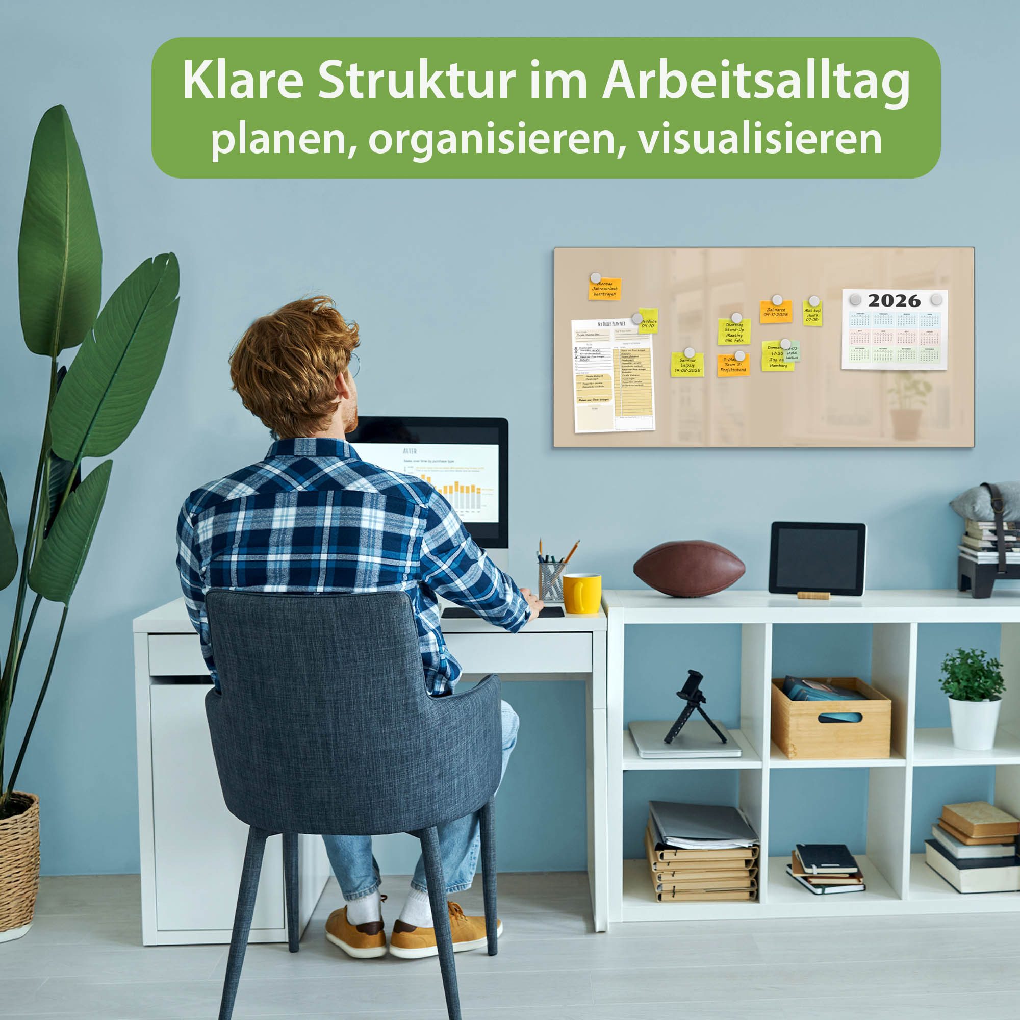 banjado Magnettafel aus Metall 78x37cm in grün, rosa oder elfenbeinfarben, (mit Montagematerial und Magneten), magnetisch