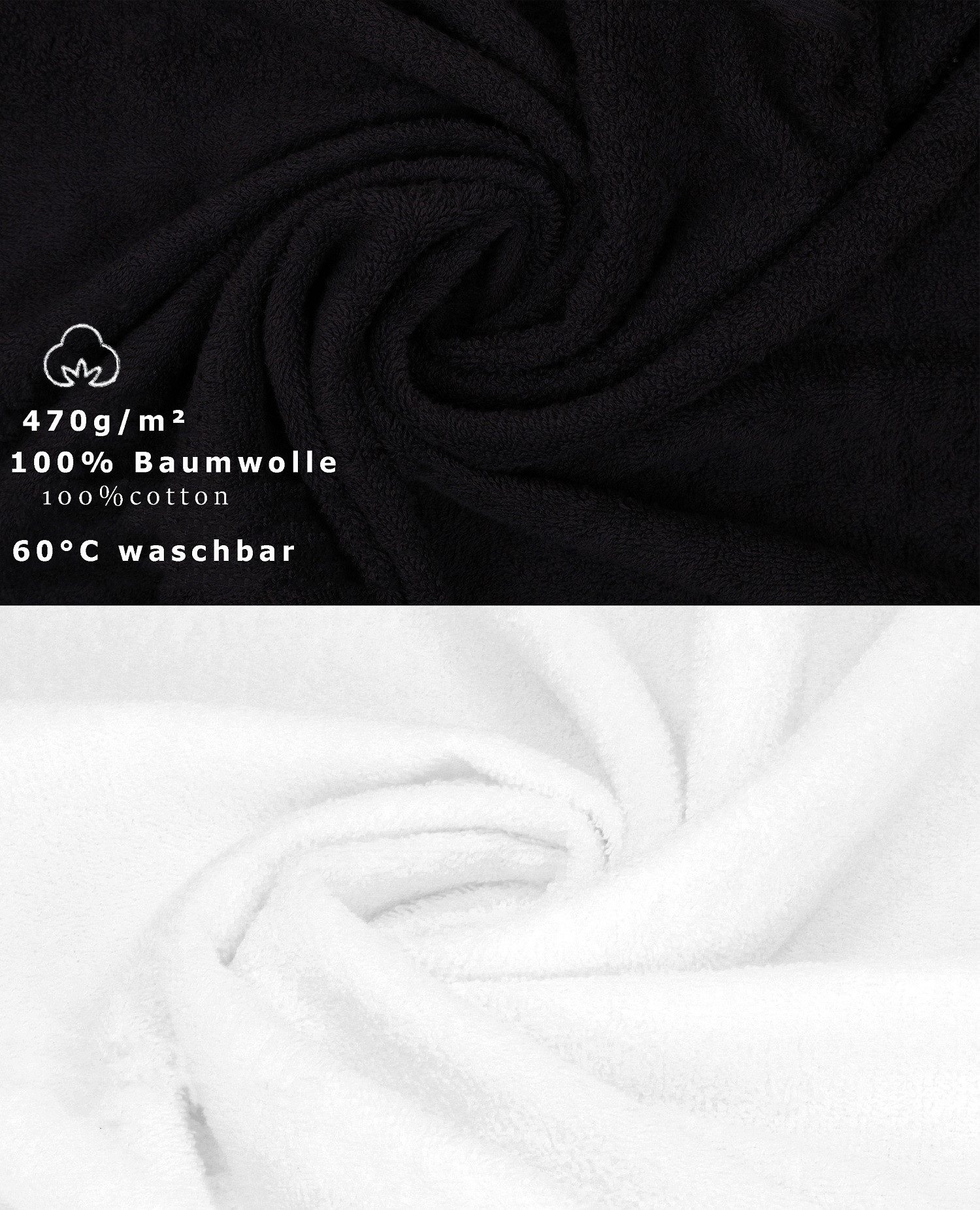 Betz Handtuch Set 10-TLG. Handtuch-Set Classic Farbe weiß und schwarz, 100% Baumwolle (10-St)