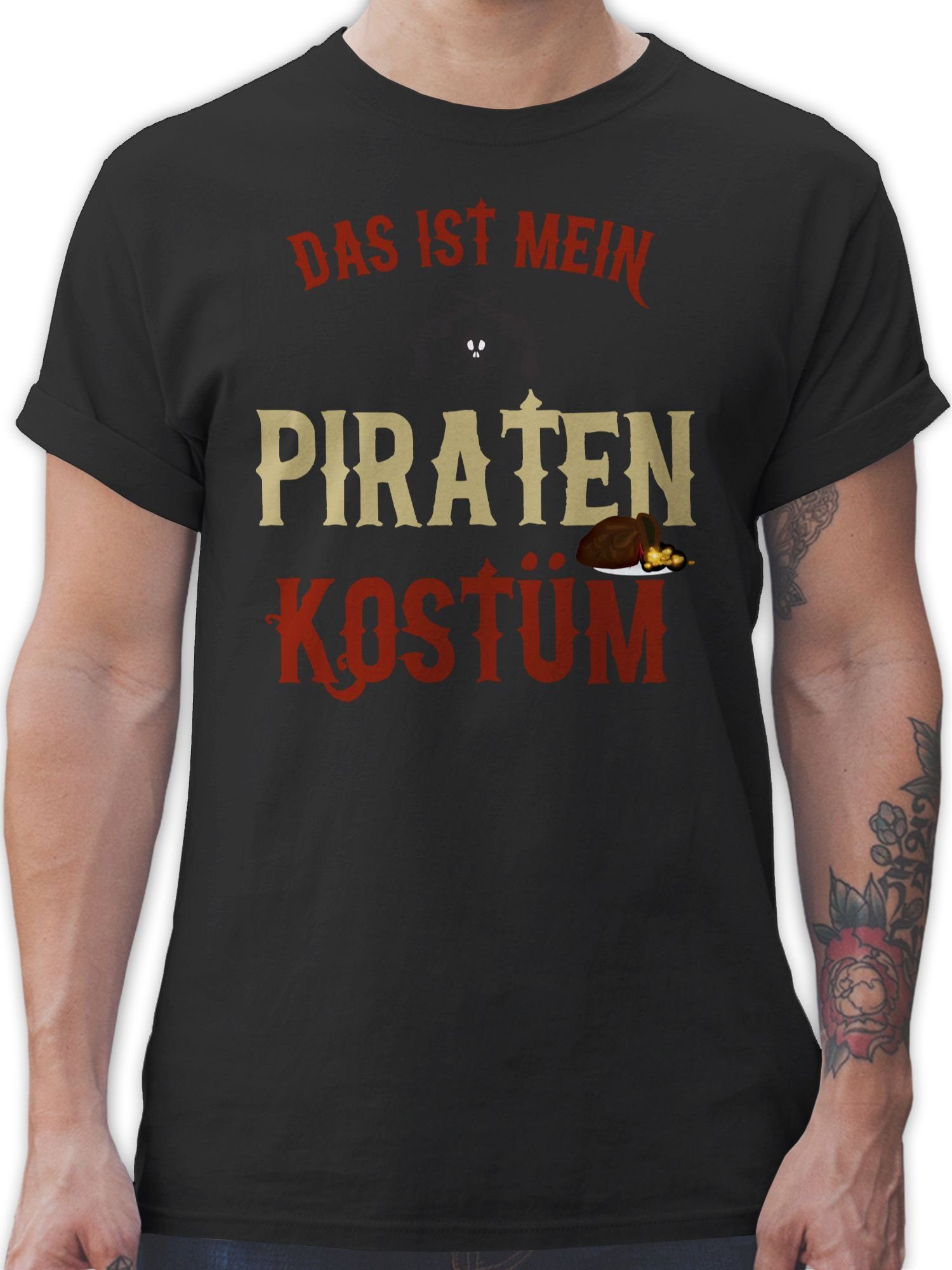 Shirtracer T-Shirt Piratenkostüm Karneval Kostüm Outfit Pirat Das verkleidet Schwarz Piraten ist - 01 mein