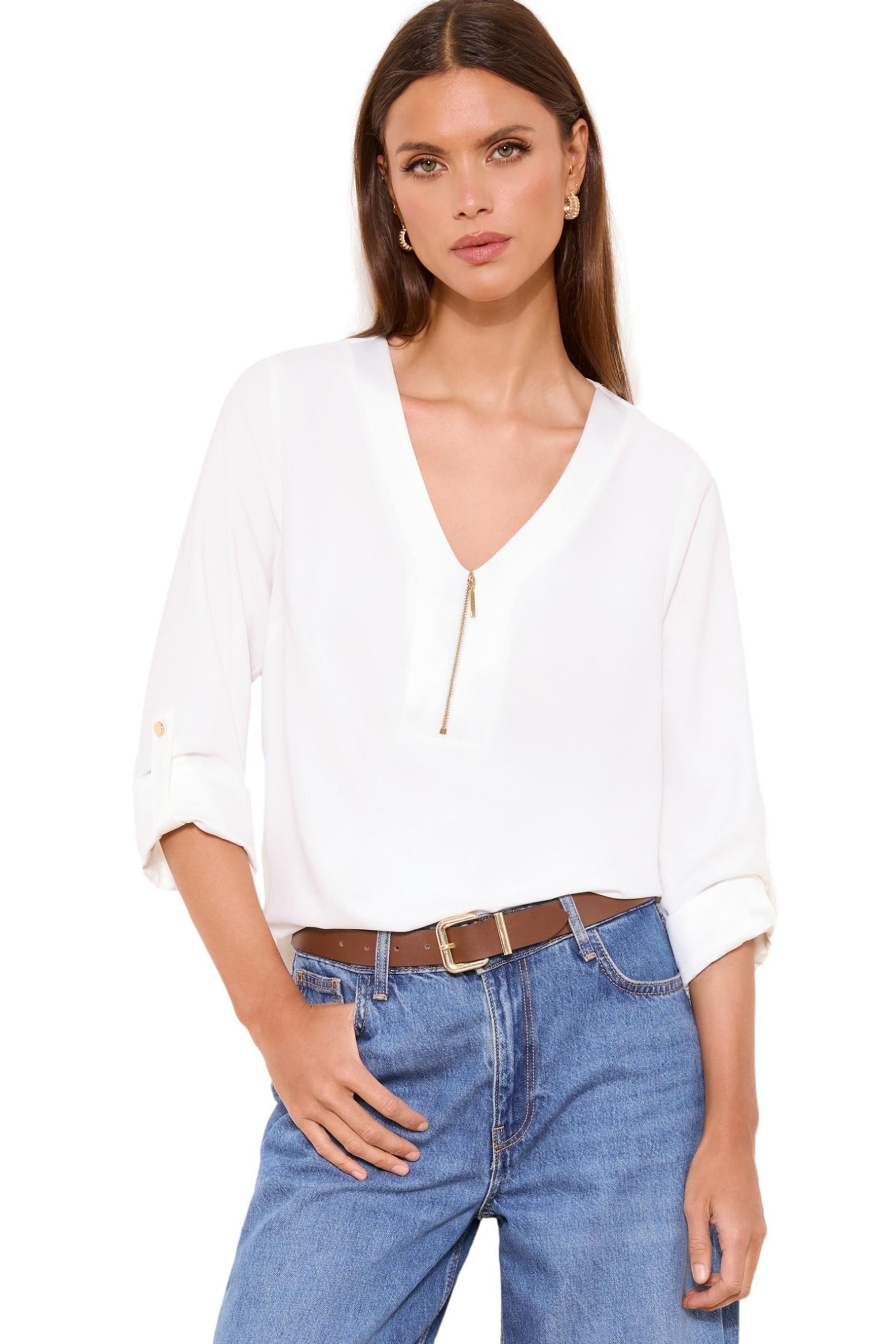 LIPSY Schlupfbluse Lipsy Oberteil mit Front-Reißverschluss, Regular (1-tlg)