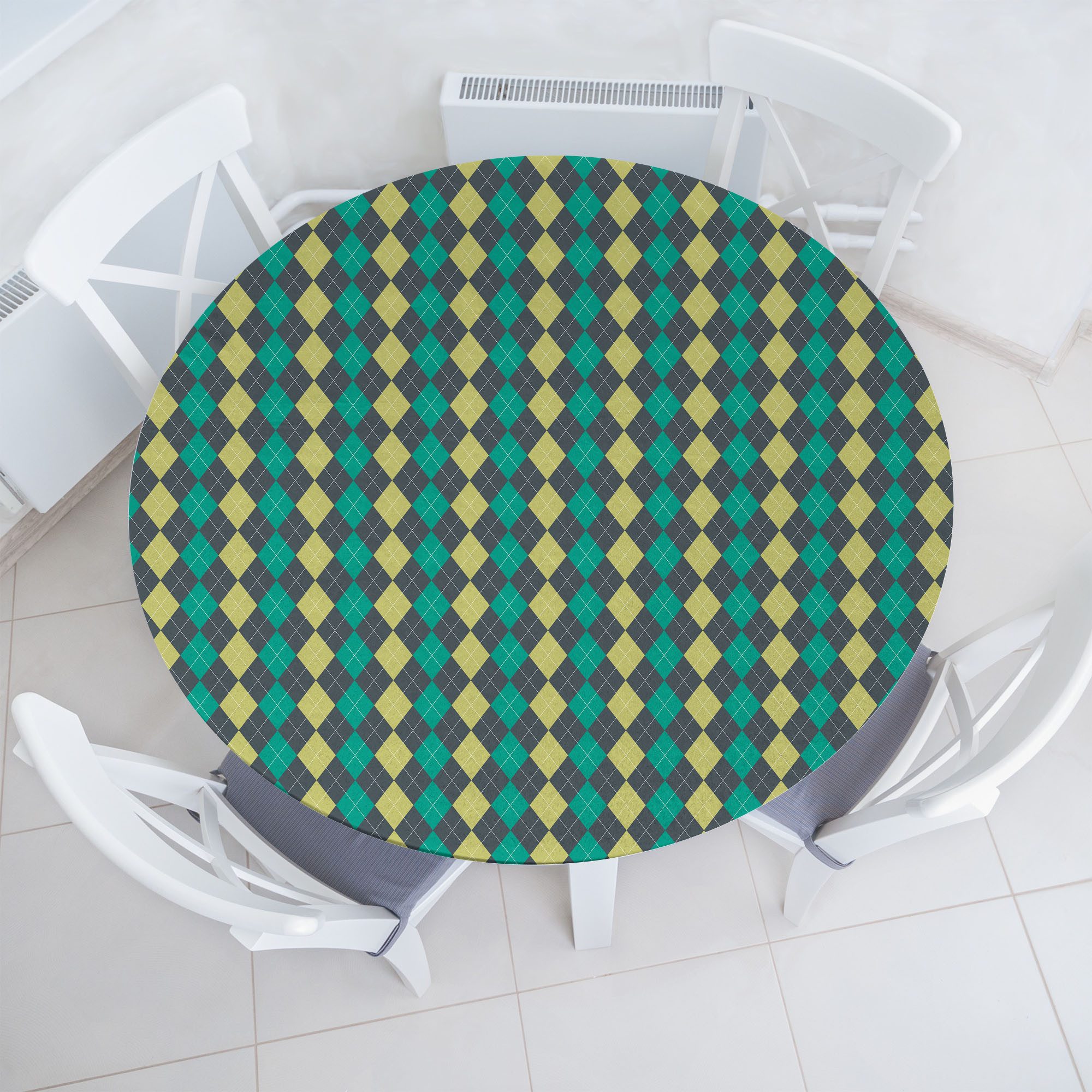 Abakuhaus Tischdecke Rundum-elastische Stofftischdecke, Hipster Vintage Rauten-Muster