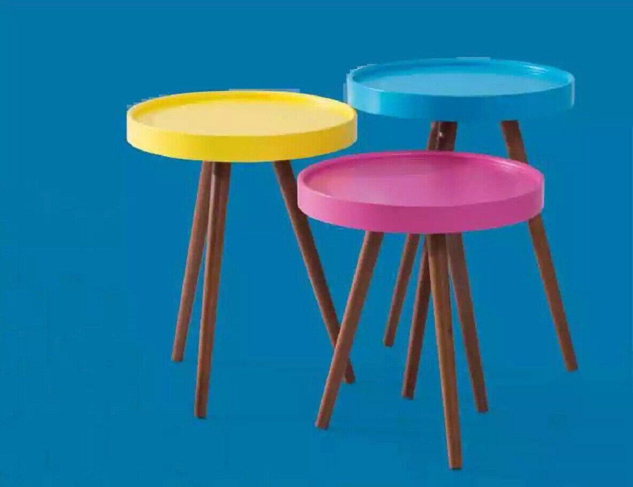 Holz 3х Möbel Beistelltische), Made braun Design Europa 3x Beistelltisch in Beistelltisch JVmoebel Material Wohnzimmer (3-St.,
