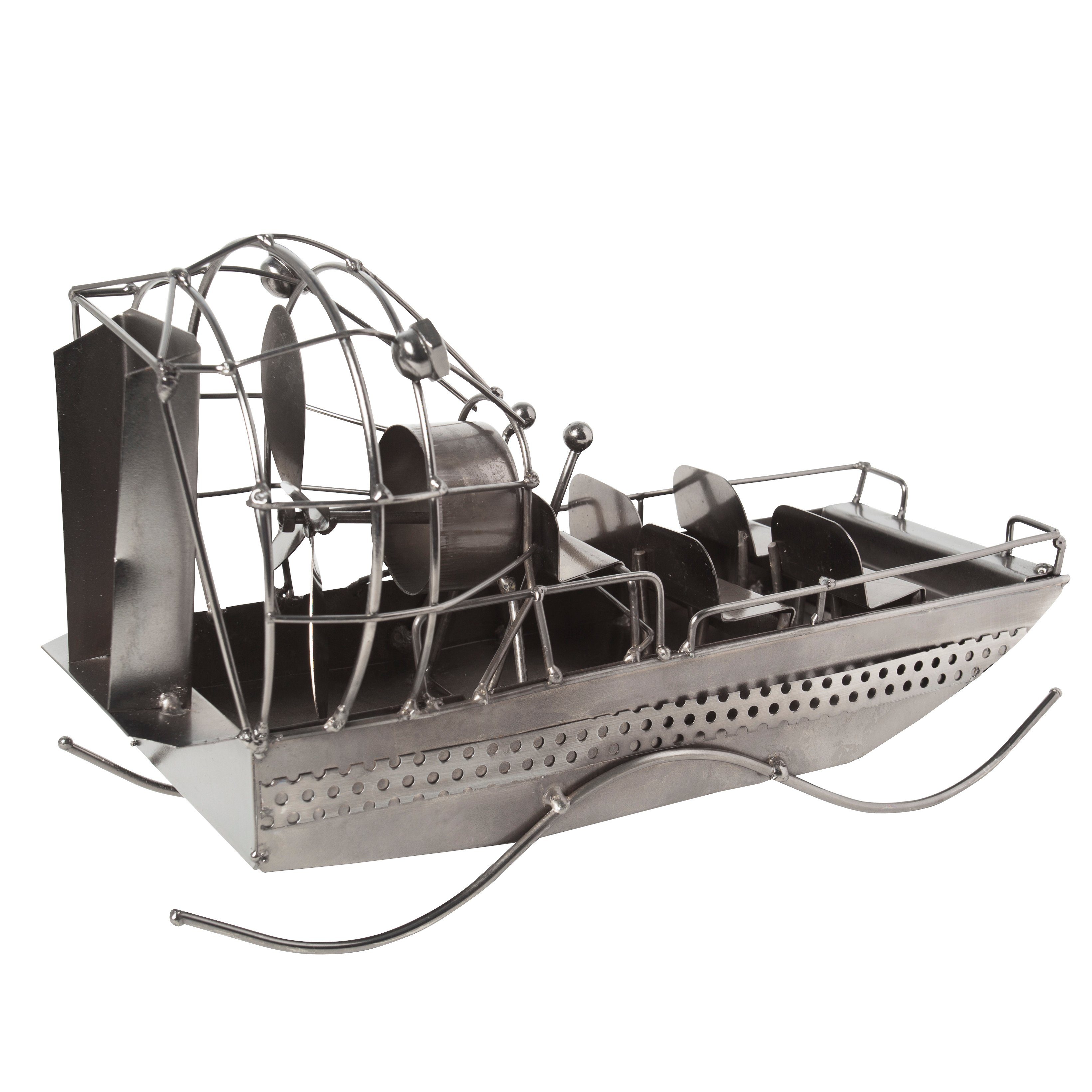 BRUBAKER Dekofigur Metallskulptur Airboat Sumpfboot, Freizeitkapitäne von kunstvolle für und Propellerbootfahrer, Fans alle Geschenkfigur Motorbooten