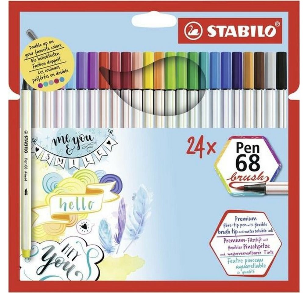 Thumbnail - STABILO Fineliner Fasermaler Pen 68 brush 24er Pappetui 5682421 Filzstift