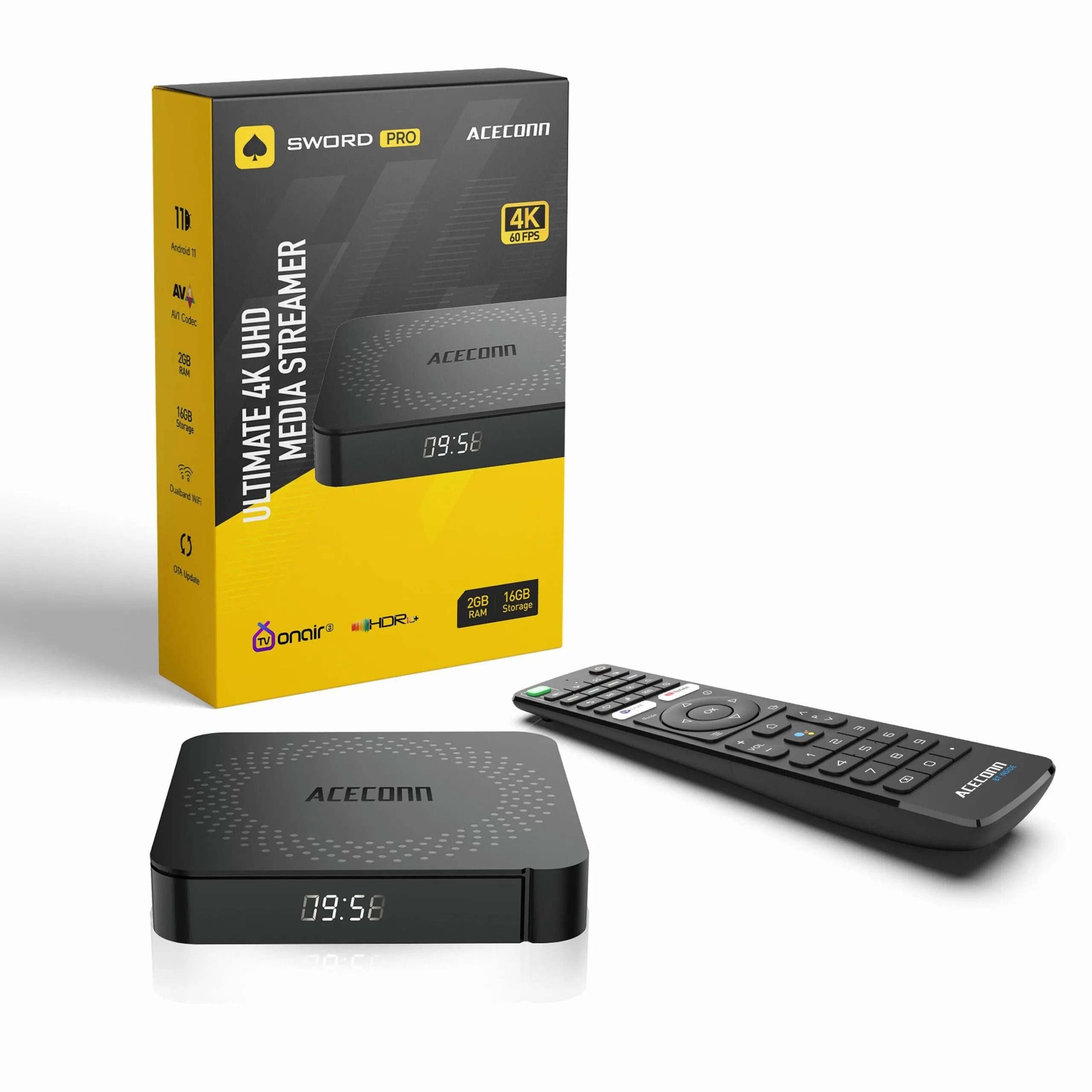 2Pace Streaming-Box 2Pace Sword Pro Android Dual WiFi 4K IPTV 16GB Internet TV Receiver, Android TV Set-Top-Box