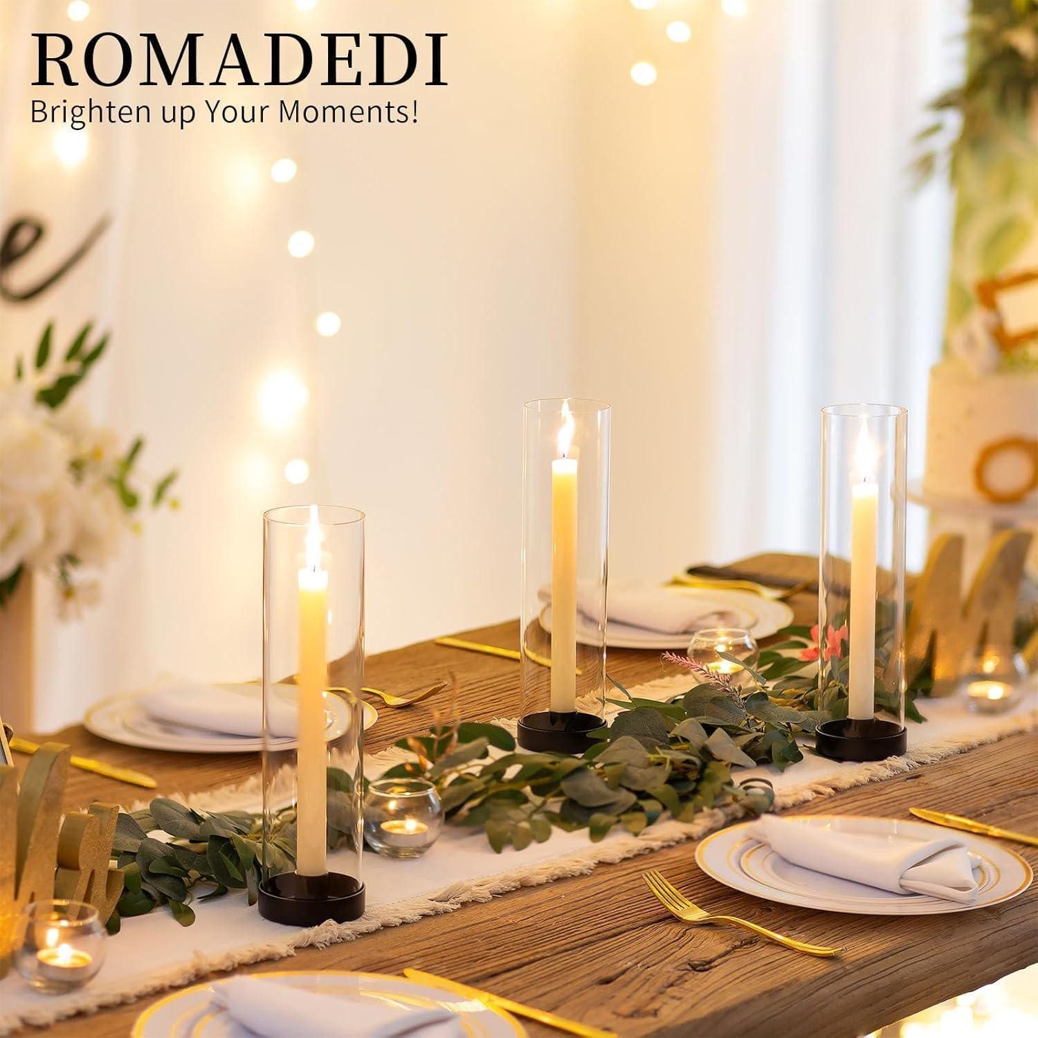 LuxusKollektion Tischkerzenhalter Kerzenständer Kerzenhalter Stabkerze Glaszylinder Schwarz 2PC Schwarz