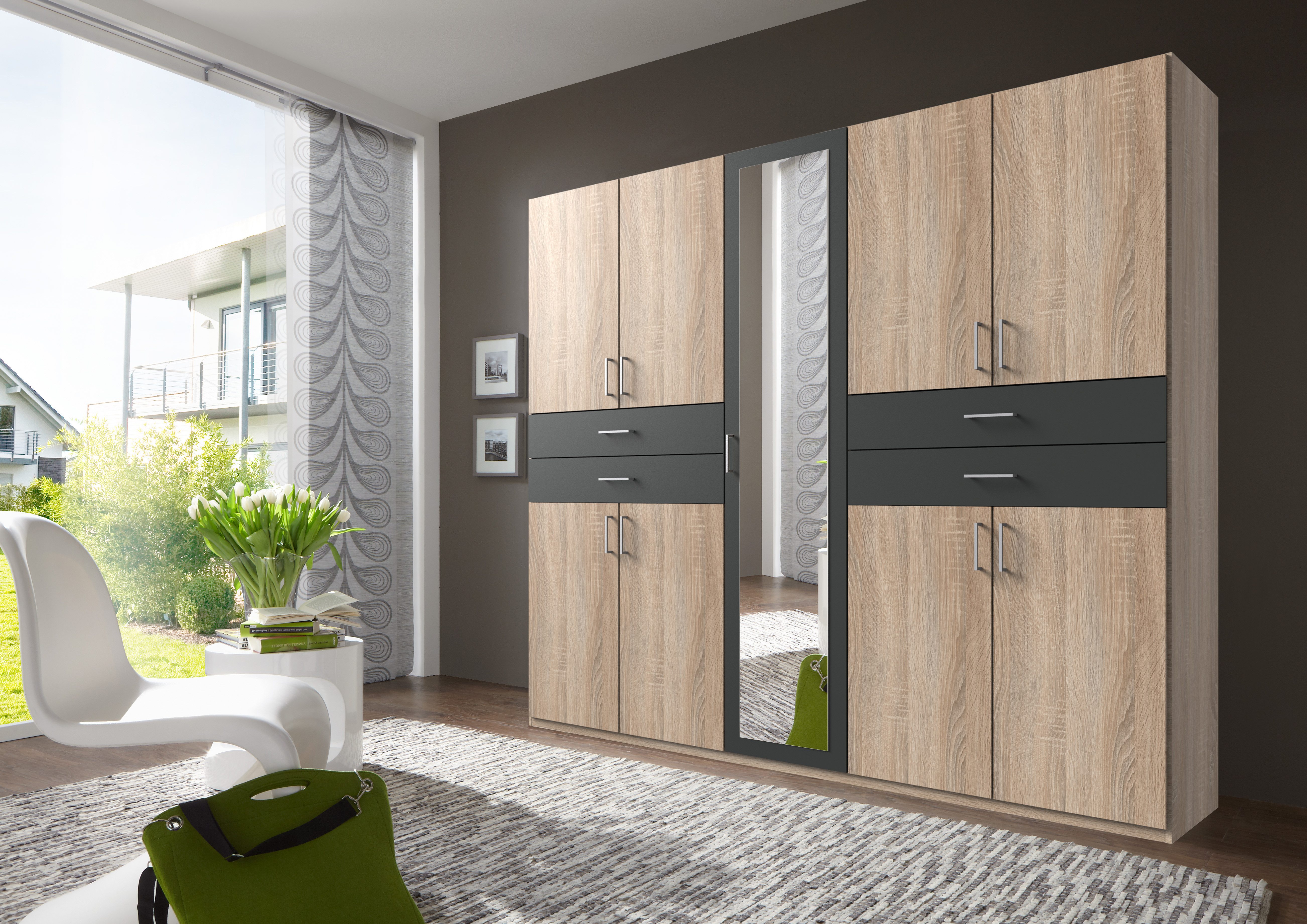 Wimex Kleiderschrank Taiga Kleiderschrank mit Spiegel mit Schubladen auf bequemer Höhe, Garderobe Schlafzimmerschrank – Bild 2 von 5