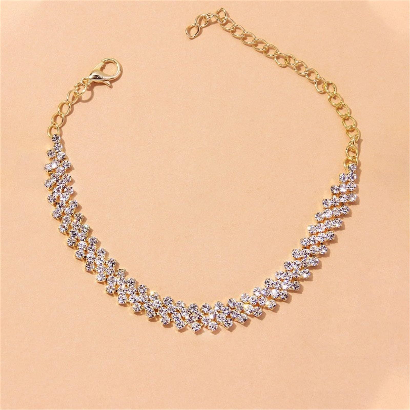 MOPUEA Fußkette Damen Strass Fußkettchen, Mädchen Kristall Fußkettchen (1-tlg)